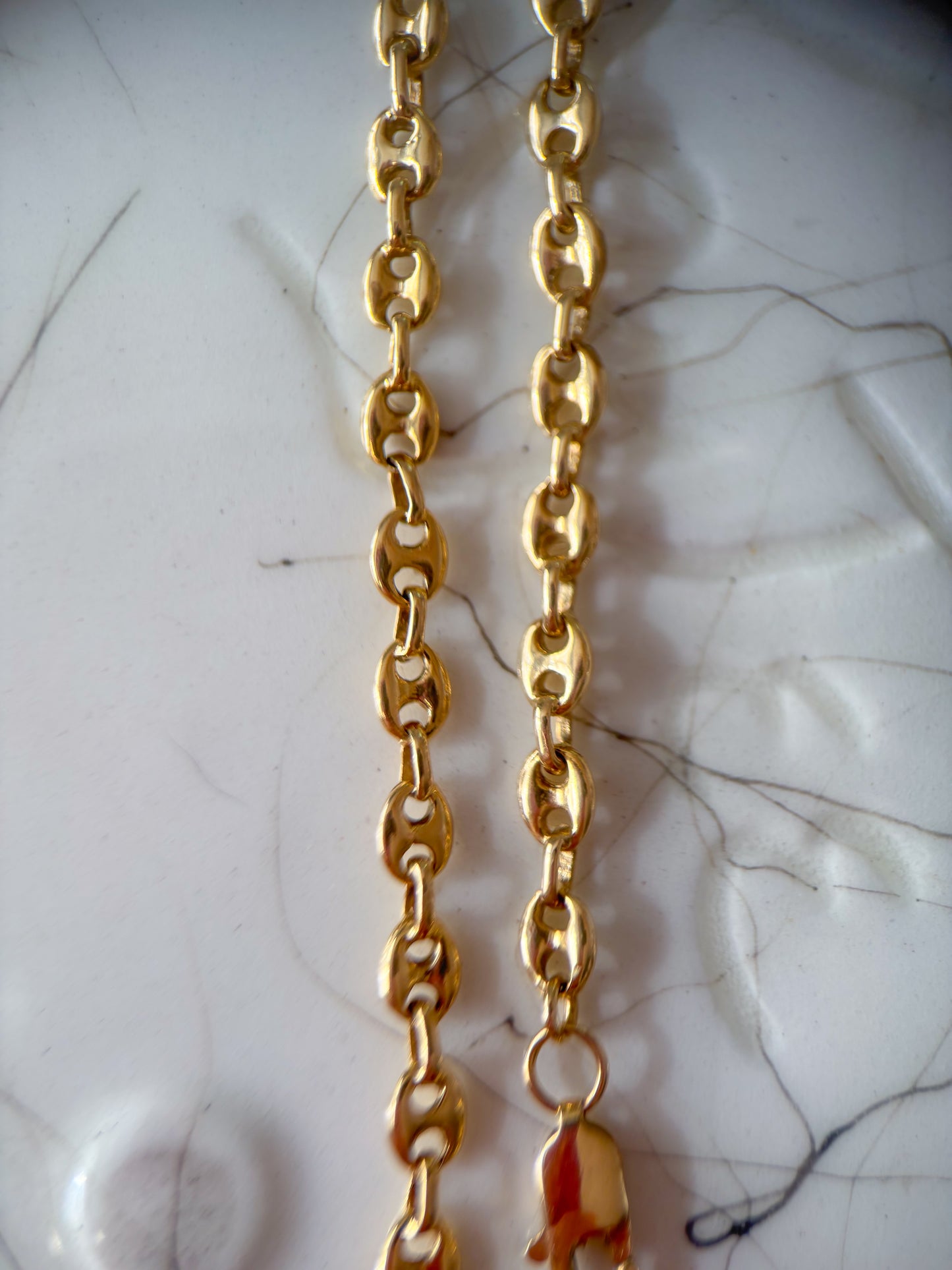 Vintage Puffed Mariner 14k Yellow Gold Mariner Chain 7 Inch Bracelet