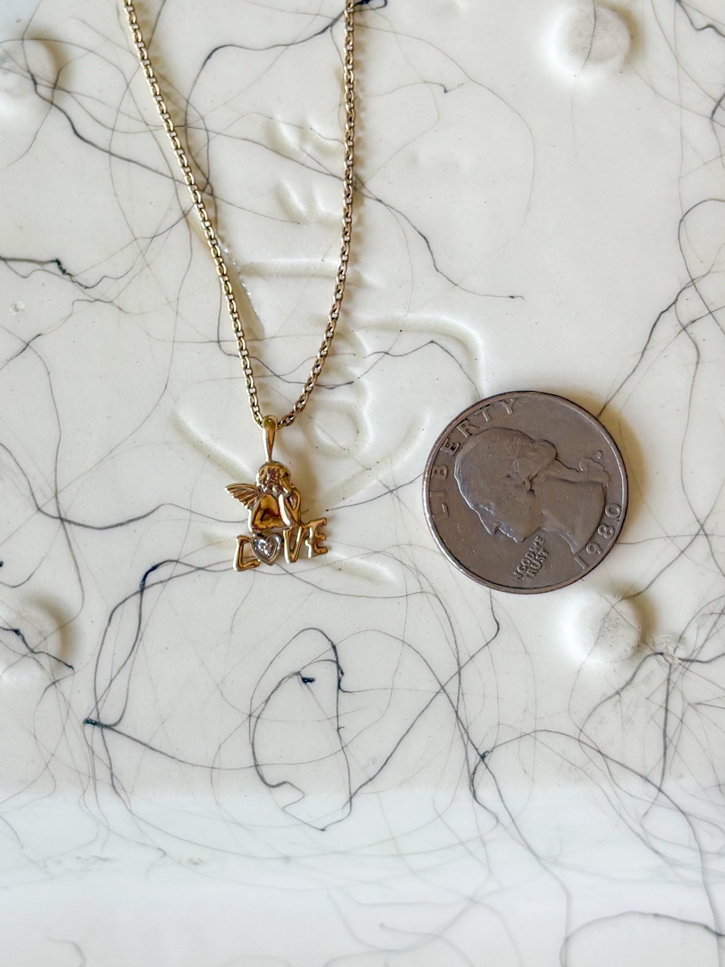 Vintage Cupid “Love” 10k Yellow Gold Charm