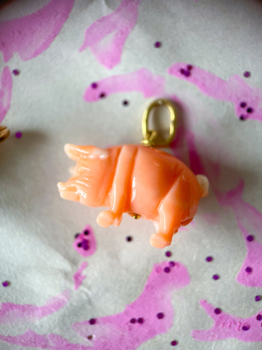 Vintage Coral 14k Yellow Gold Charm, circa 1950s