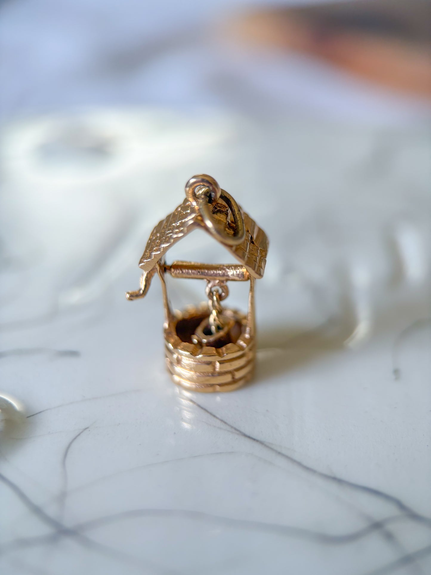 Vintage Water Well 14k Yellow Gold Charm