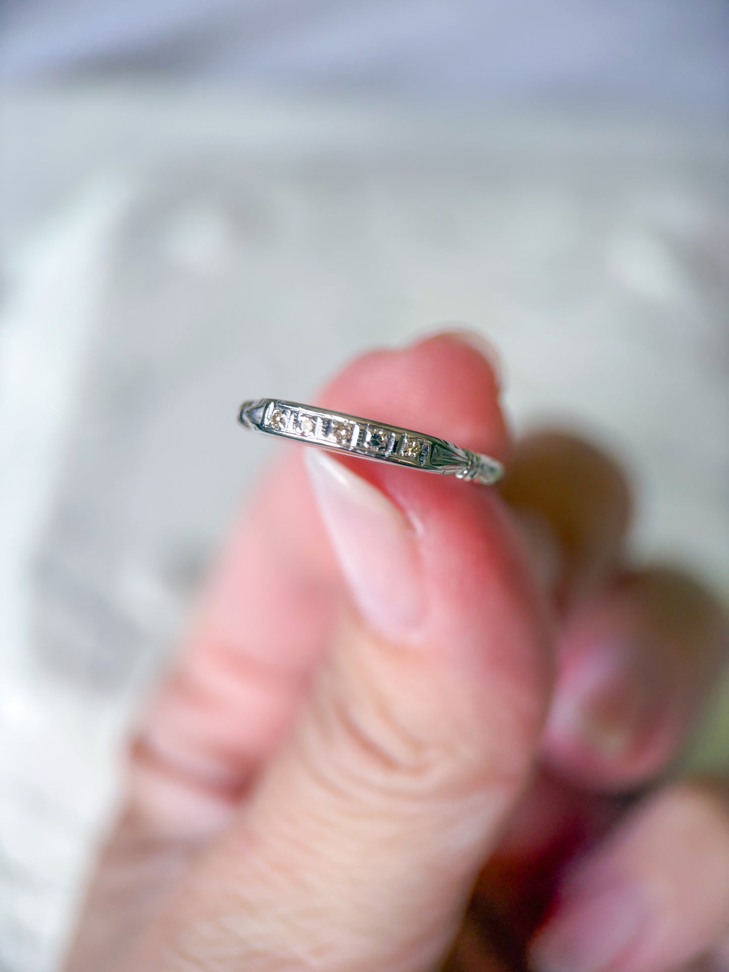 Vintage Natural Diamond 14k White Gold Ring