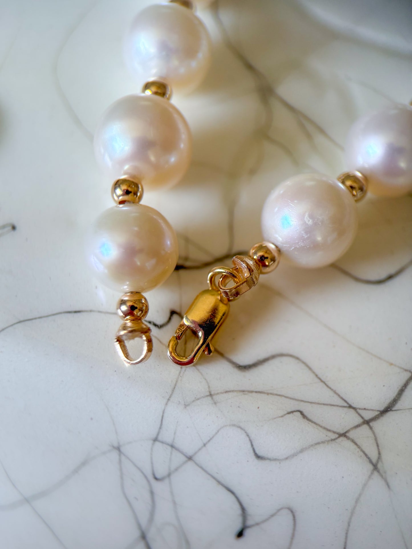 Natural Pearl 14k Yellow Gold 7 Inch Bracelet