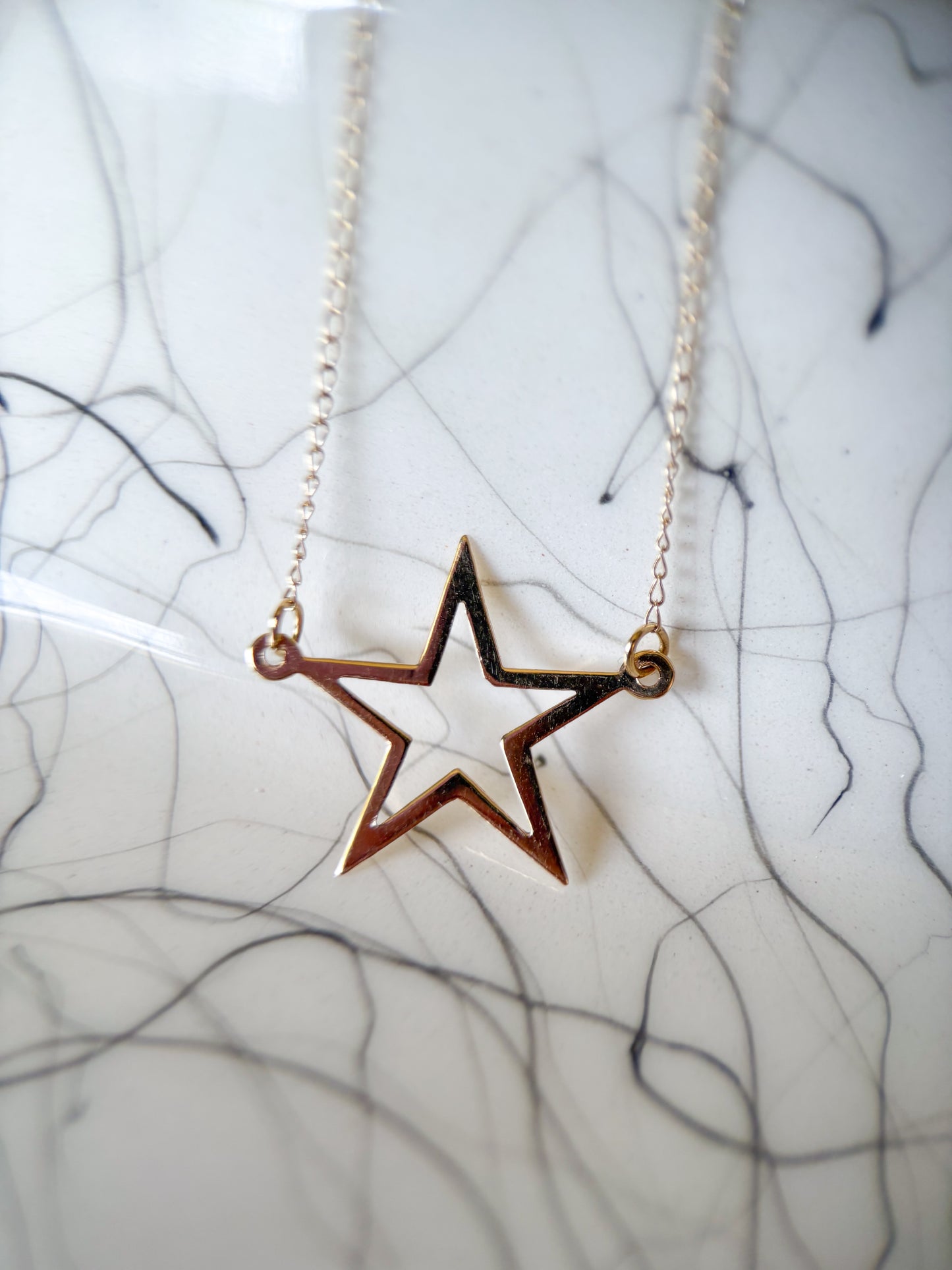 Vintage Star Charm on Chain 14k Yellow Gold