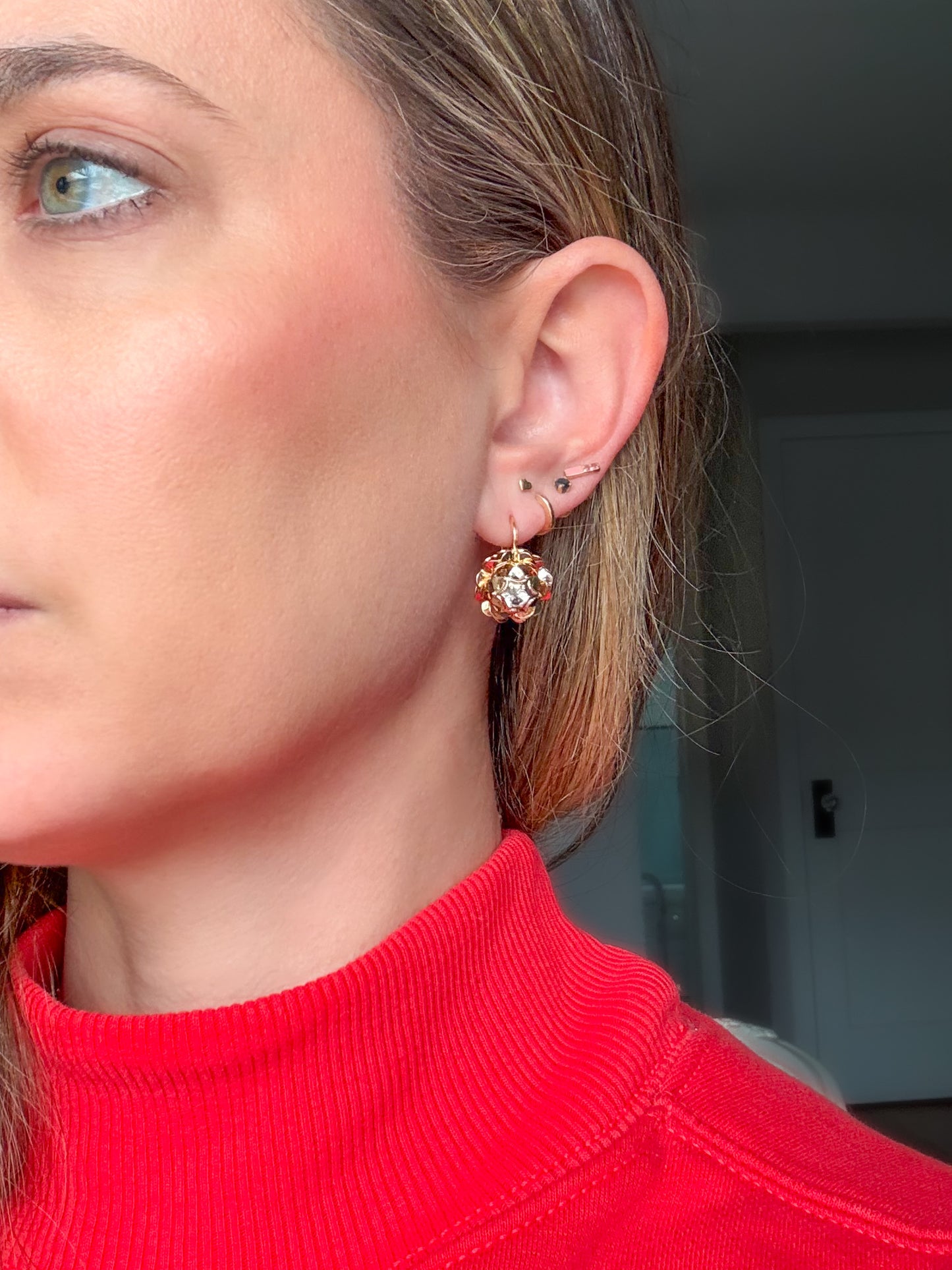Vintage 18k Yellow Gold Earrings with CZ