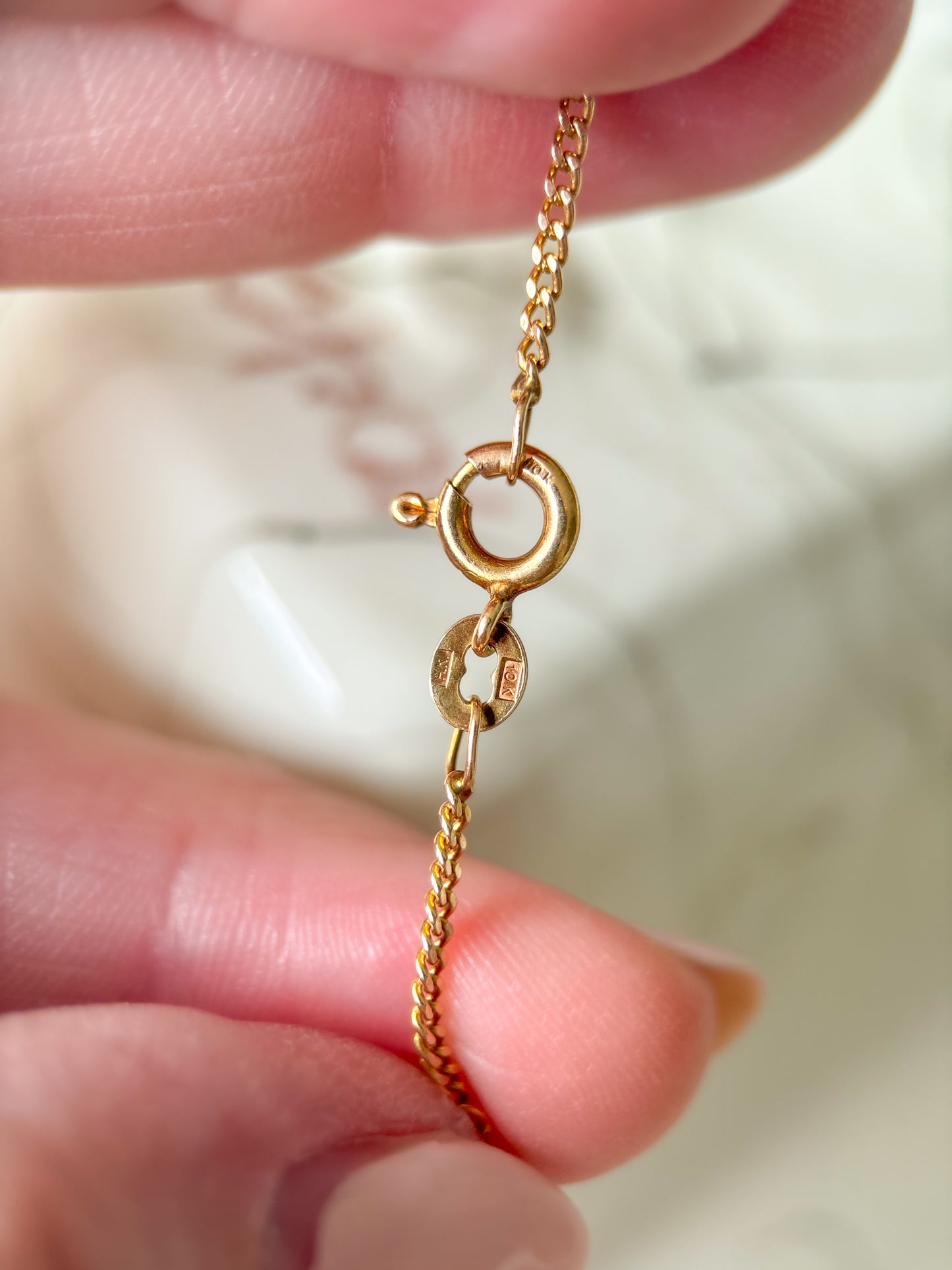 Vintage Curb Chain with Ball Accents 10k Yellow Gold 21 Inch Necklace