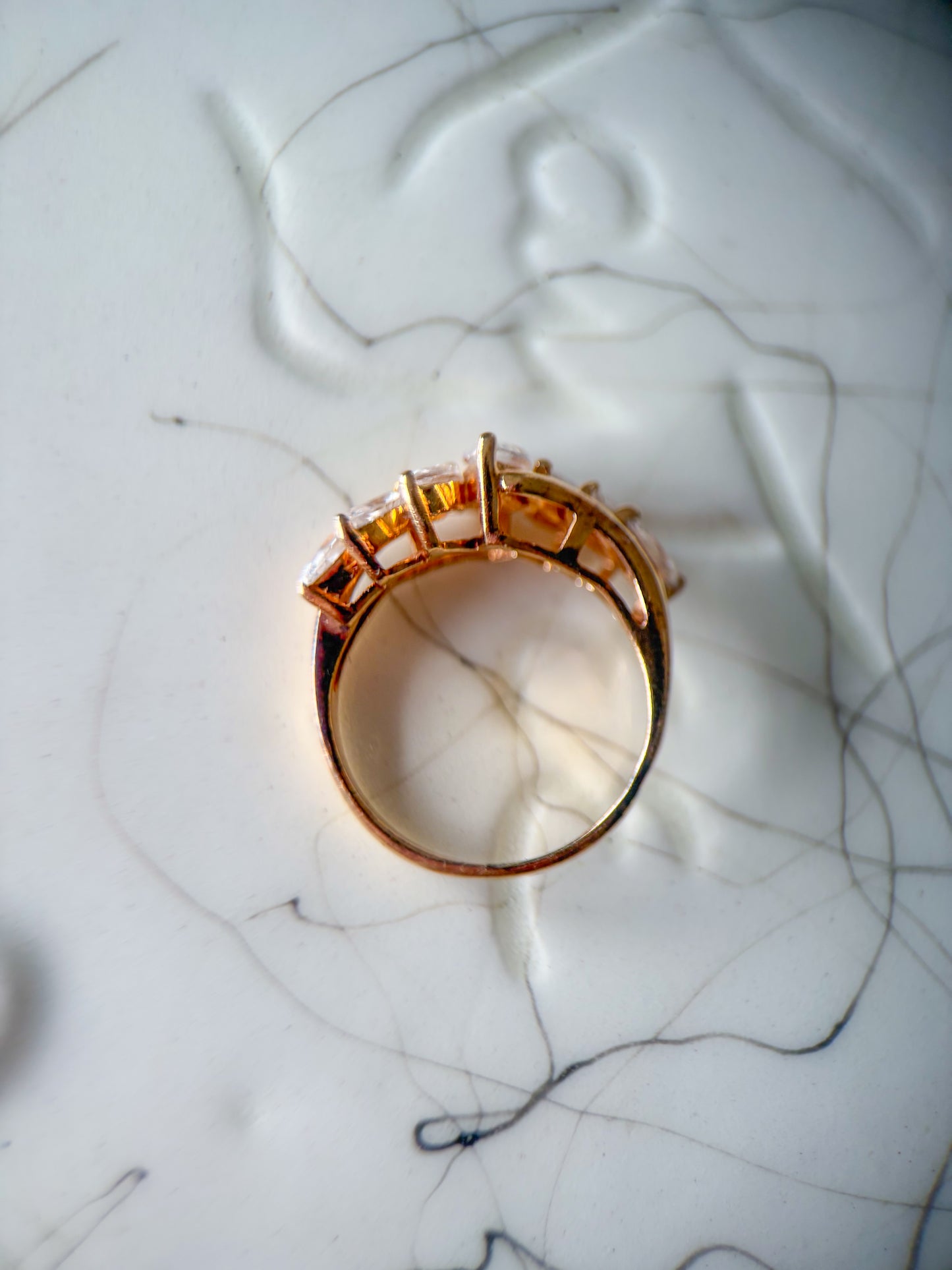 Vintage Marquise Shaped CZ 14k Yellow Gold Ring