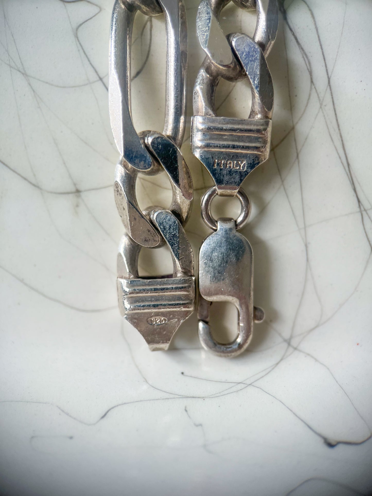 Vintage Chunky Figaro Chain Sterling Silver 20 Inch Chain Necklace, circa 1990s