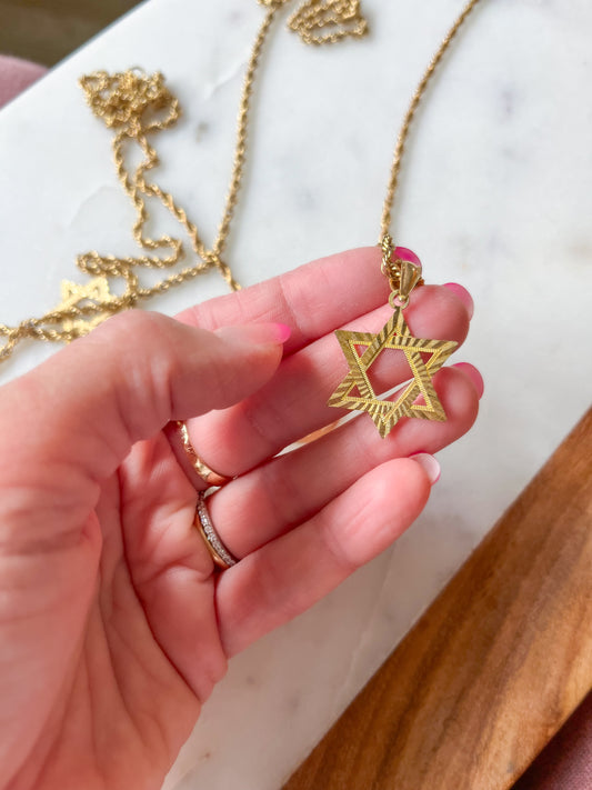 10k Yellow Gold Star of David Charm