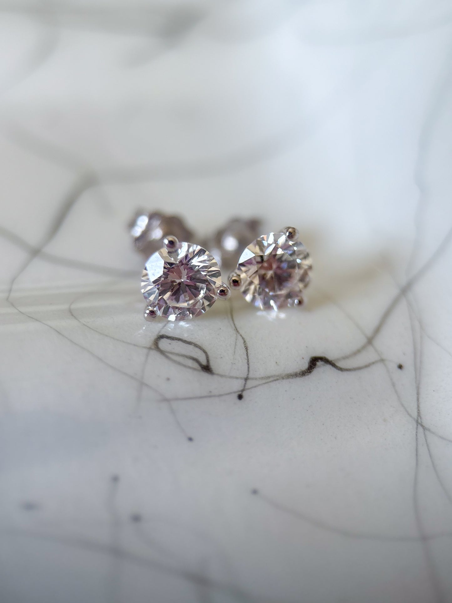 Lab Grown 1.05 Carat Total Weight Round Diamonds 14k White Gold Stud Earrings