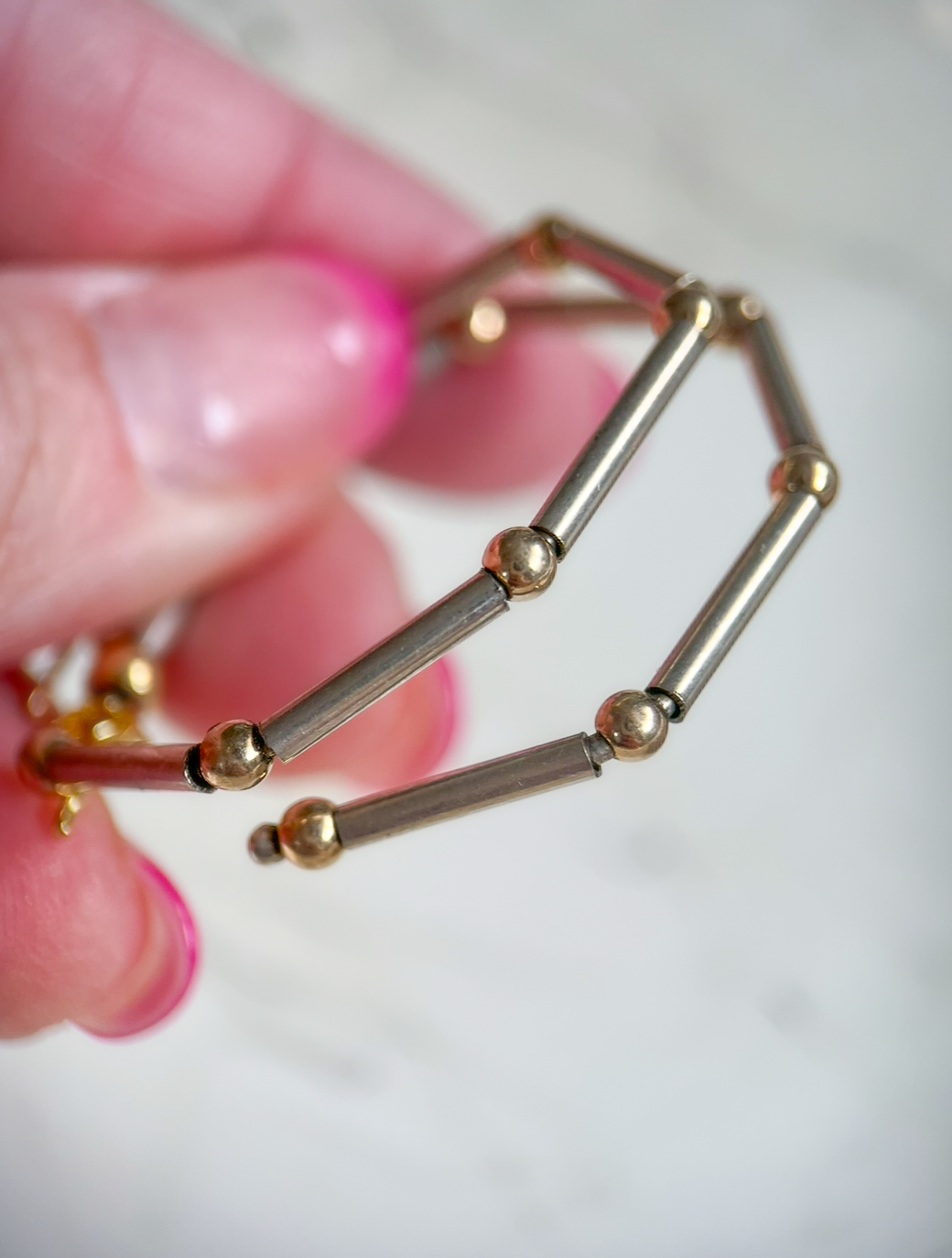 Vintage Sterling Silver Large Hoops with 14k Yellow Gold Balls, Circa 1970s