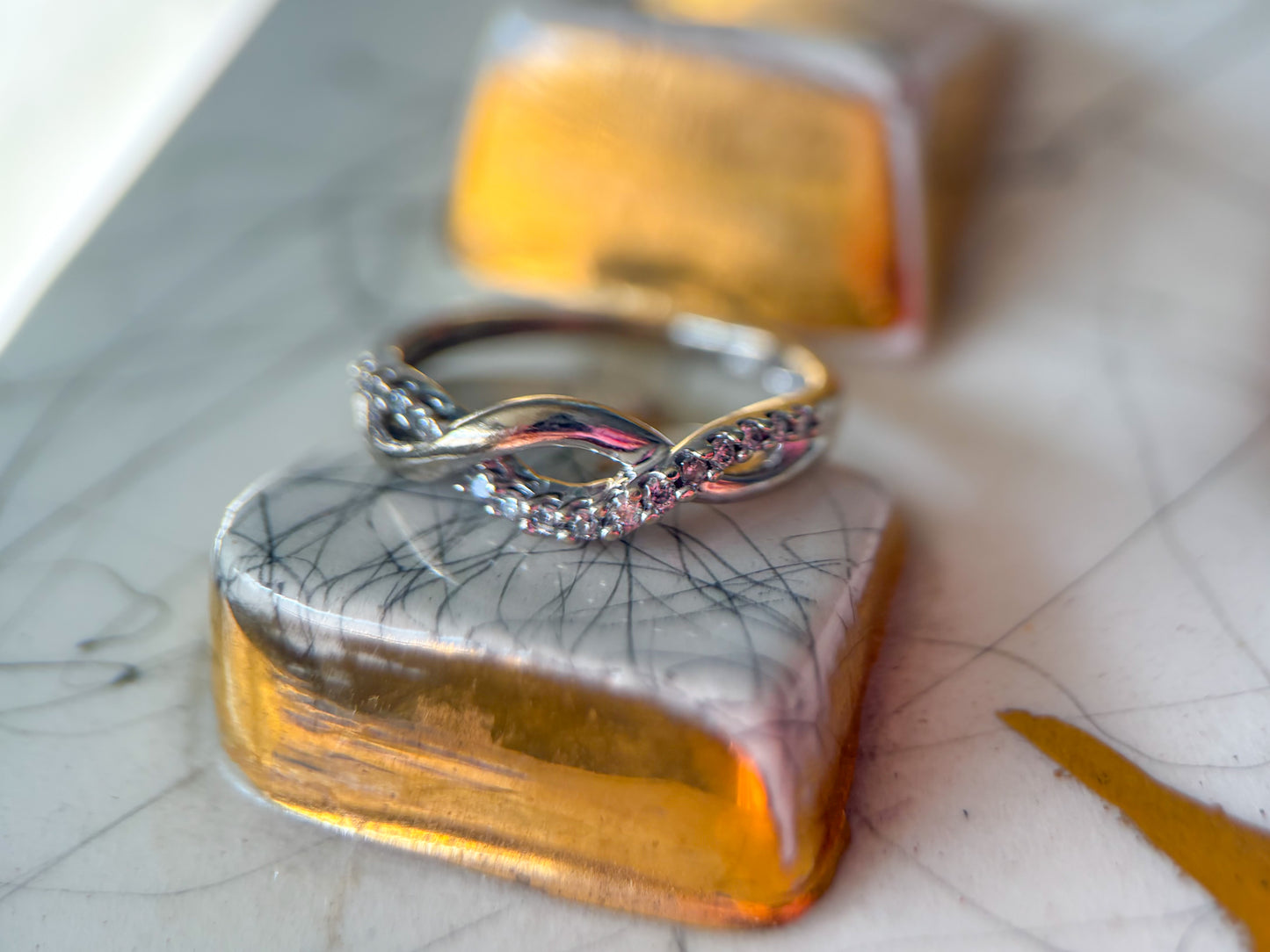 Vintage Natural Diamond 10k White Gold Ring