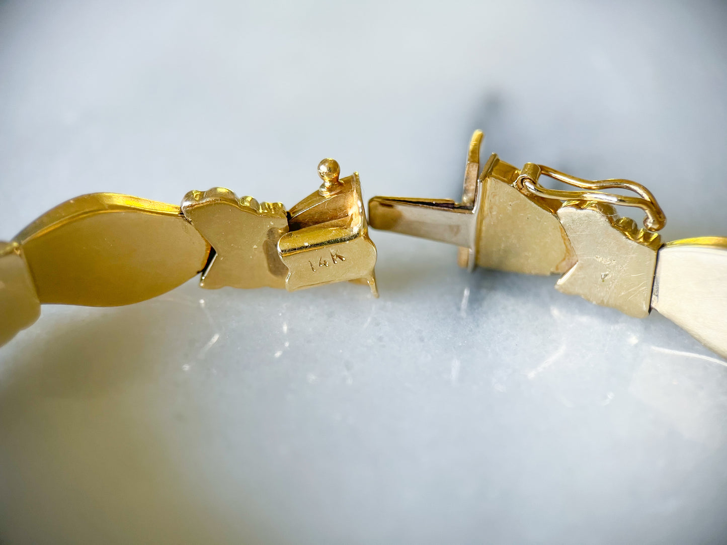 Vintage 14k Yellow and White Gold, Two Toned Chunky Bracelet