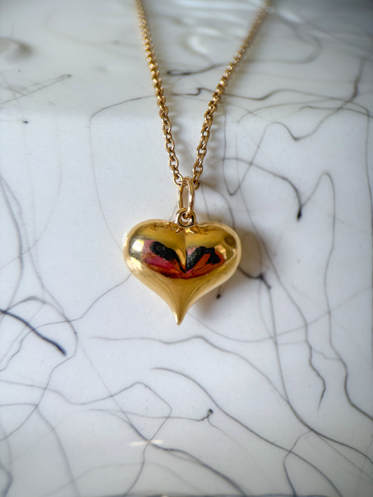 Vintage Puffy Heart 14k Yellow Gold Charm