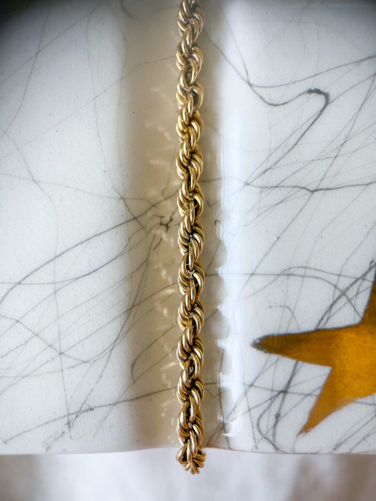 Vintage Rope Chain 14k Yellow Gold 7.5 Inch Bracelet