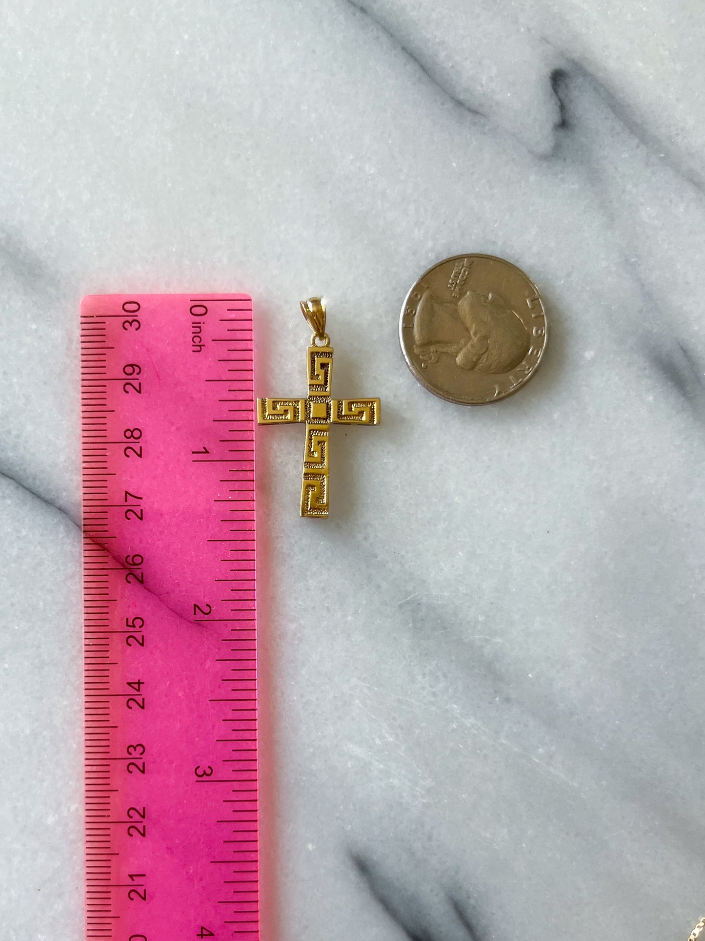 Vintage Greek Style Cross 14k Yellow Gold Charm