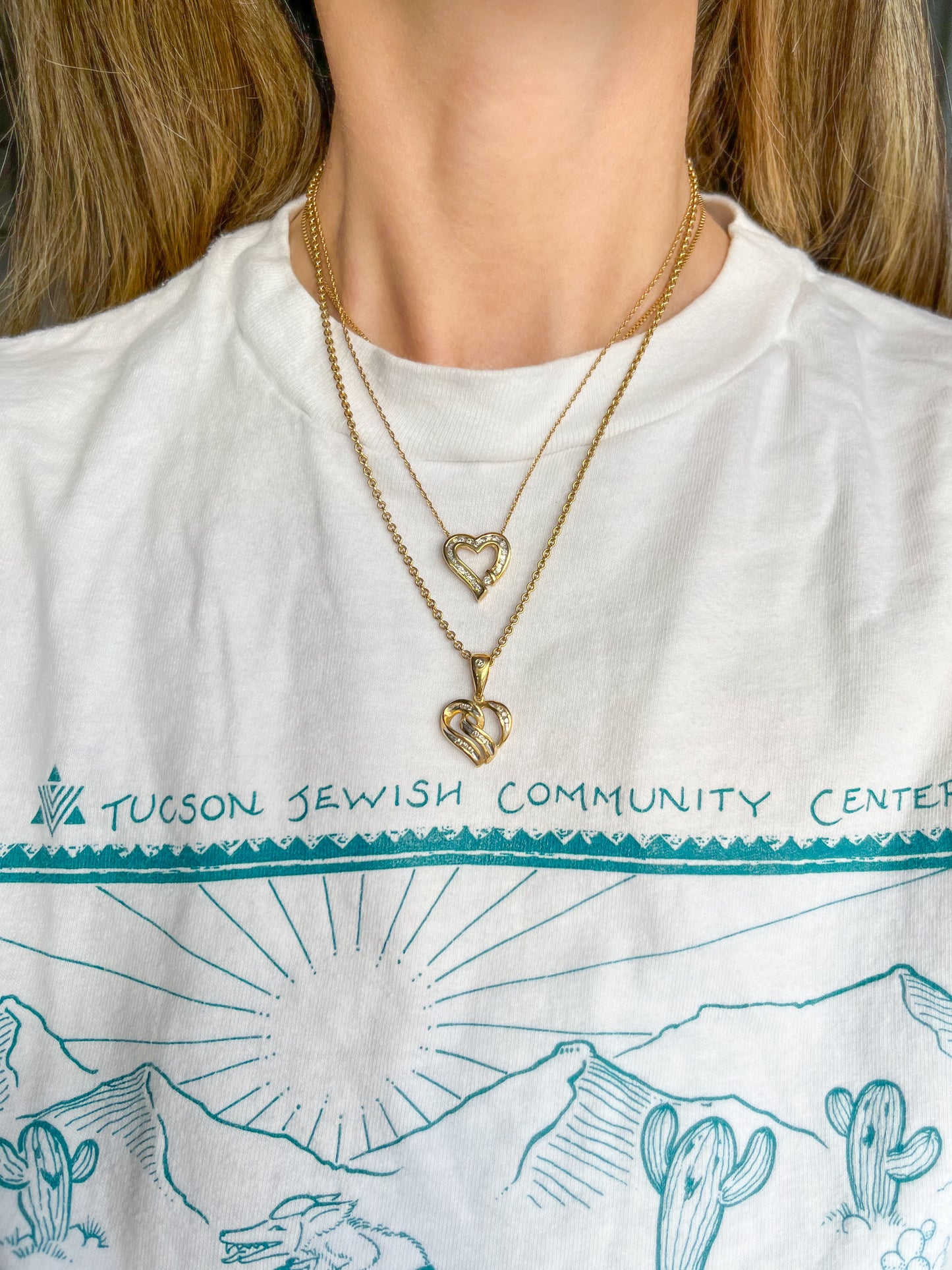 Vintage Natural Diamond Hearts 14k Yellow Gold Charms