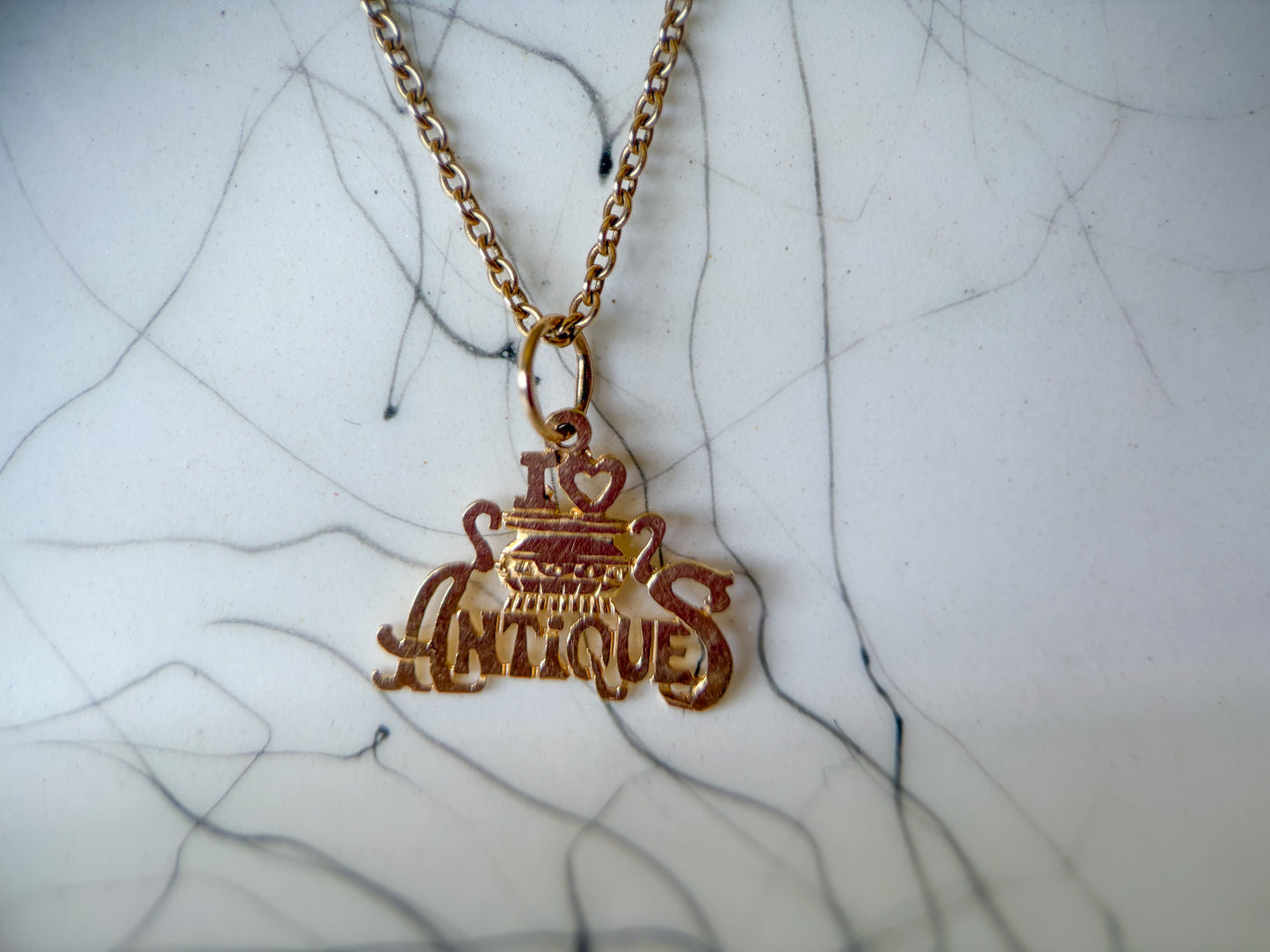 Vintage “I Love Antiques” 14k Yellow Gold Charm