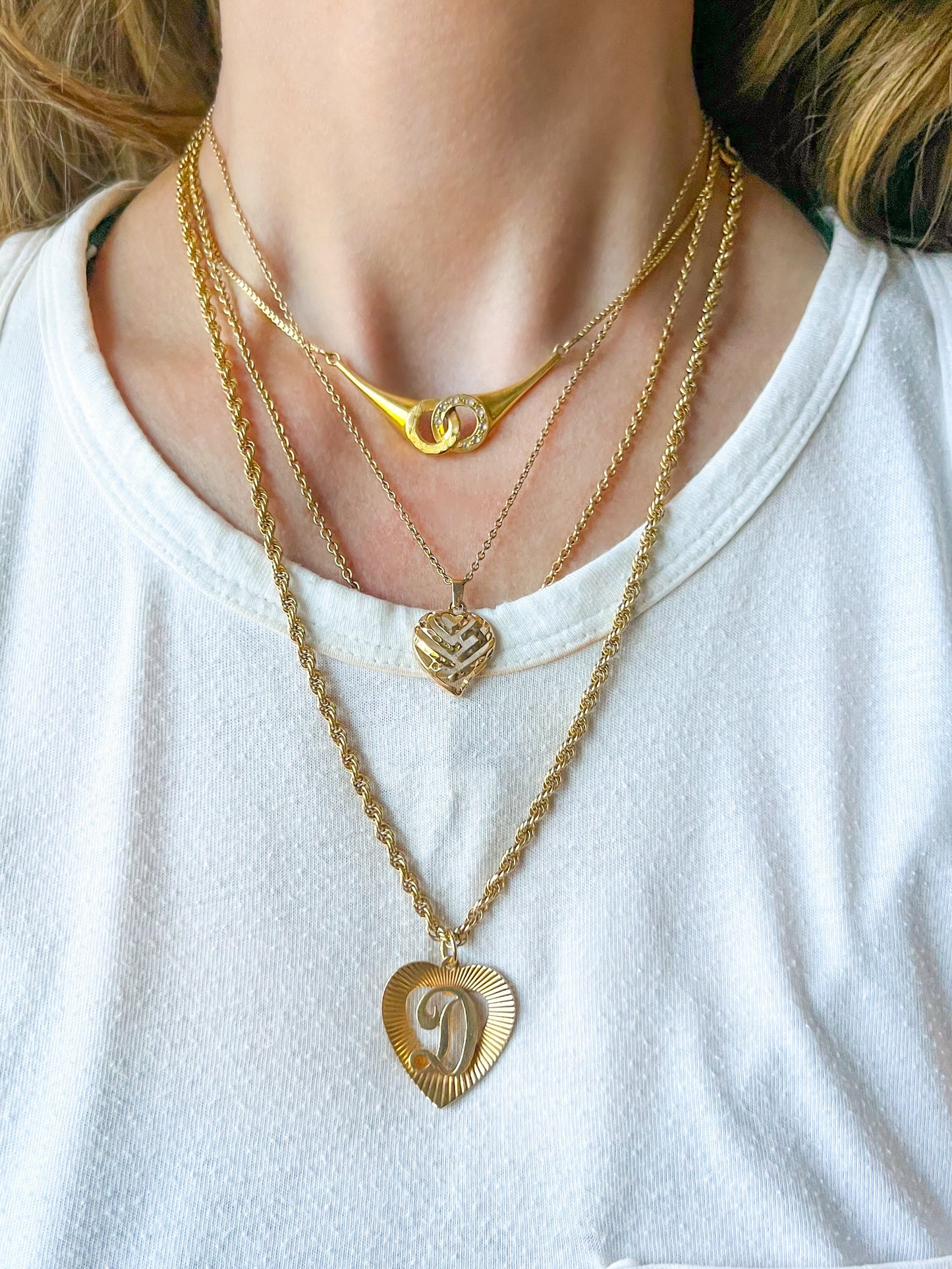 Vintage "Aloha" Open Heart 14k Yellow Gold Charm