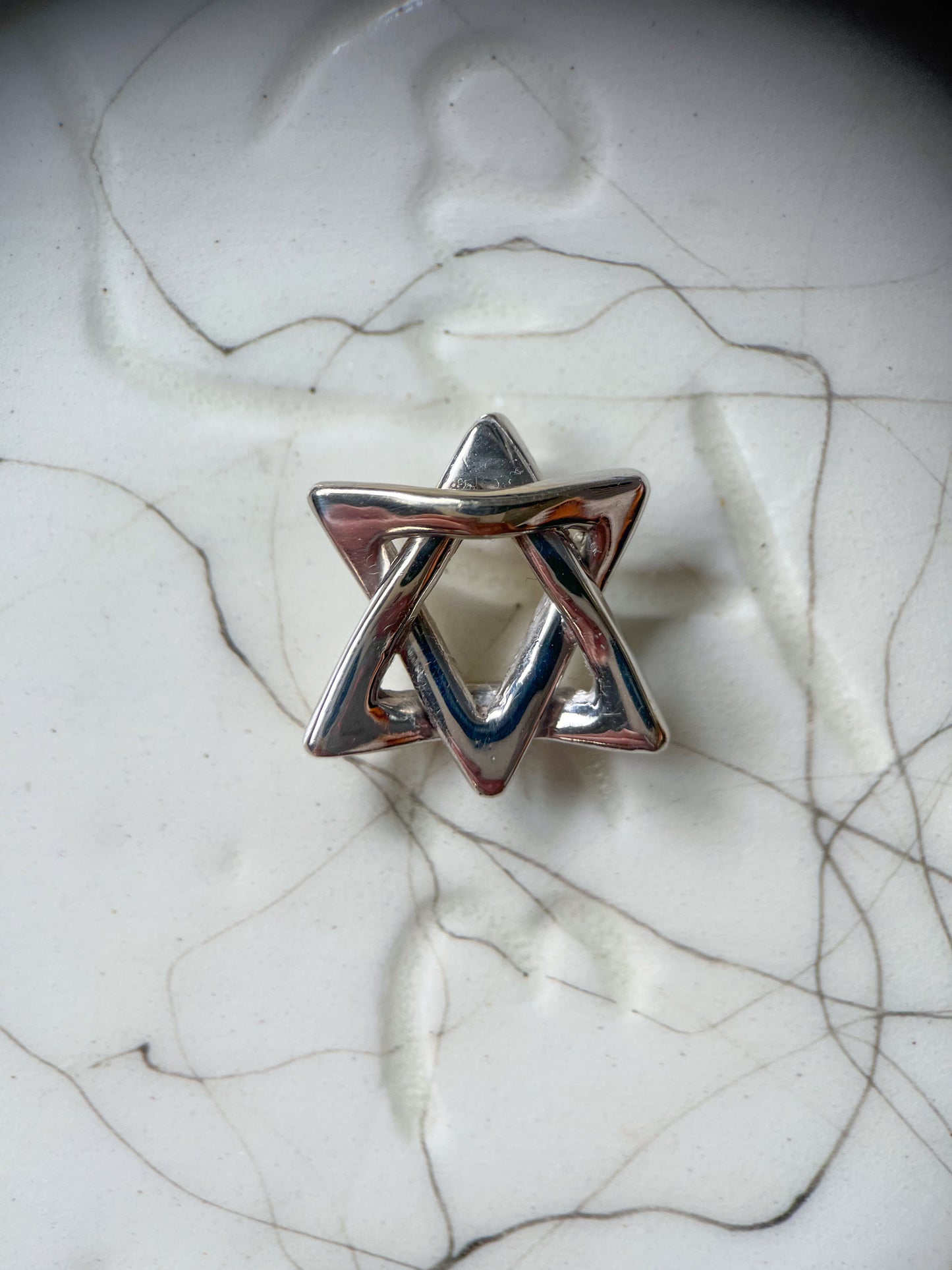 Vintage 14k White Gold Judaica Star of David Charm