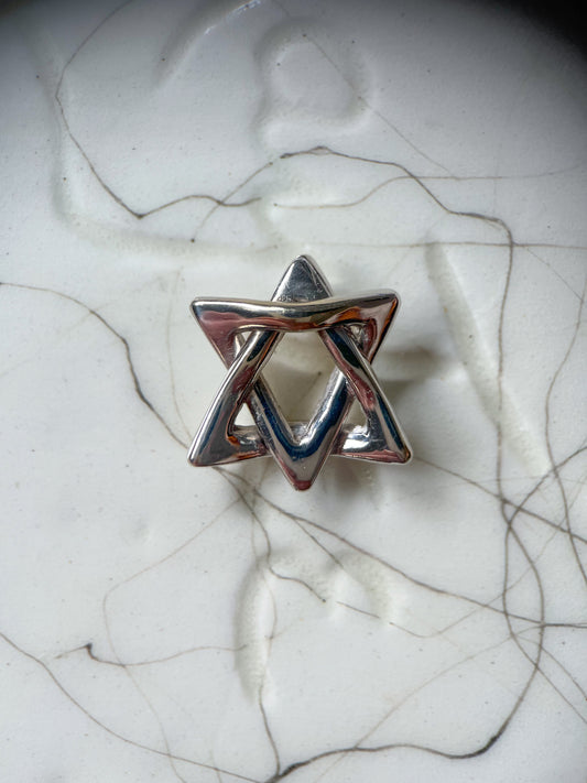 Vintage 14k White Gold Judaica Star of David Charm