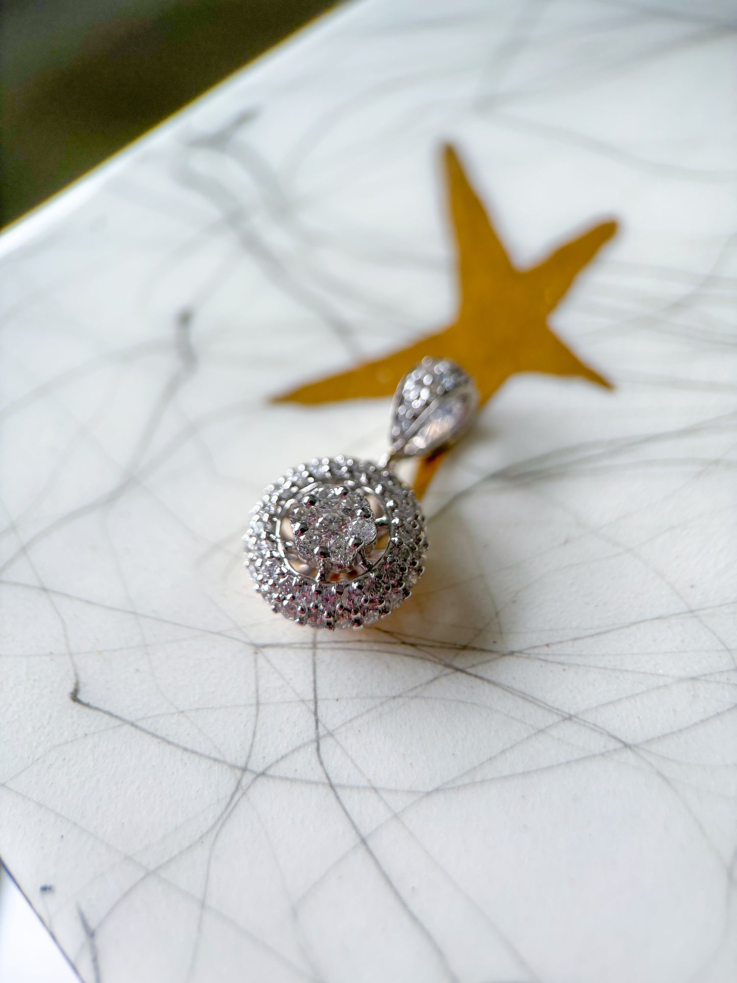 Natural Diamond Round Pendant 14k White Gold Charm