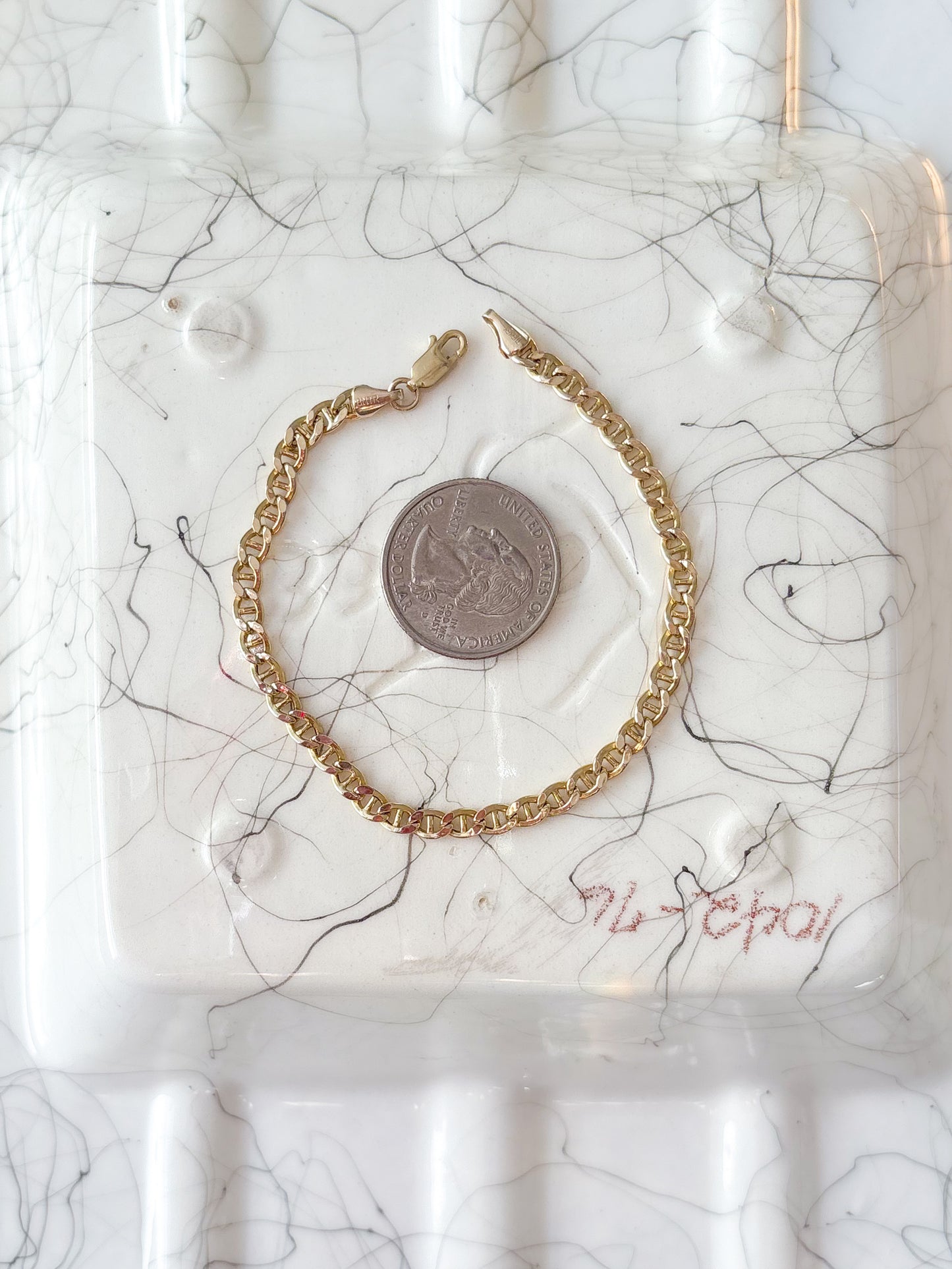 Vintage Mariner 10k Yellow Gold Chain 7.5 Inch Bracelet