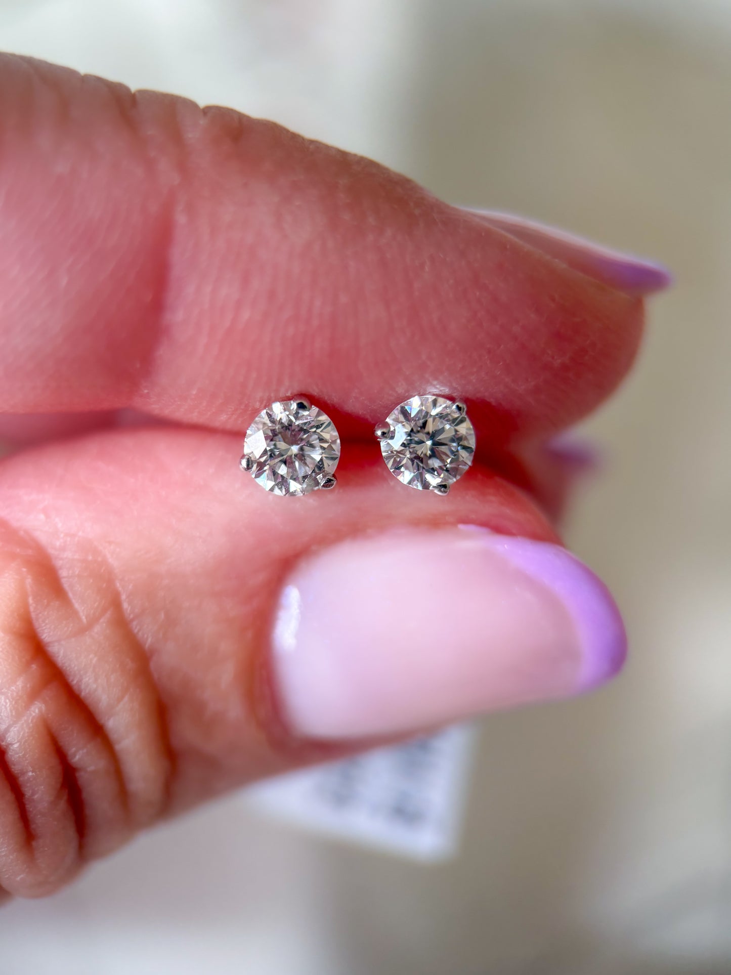Lab Grown 0.52 Carat Total Weight Round Diamonds 14k White Gold Stud Earrings