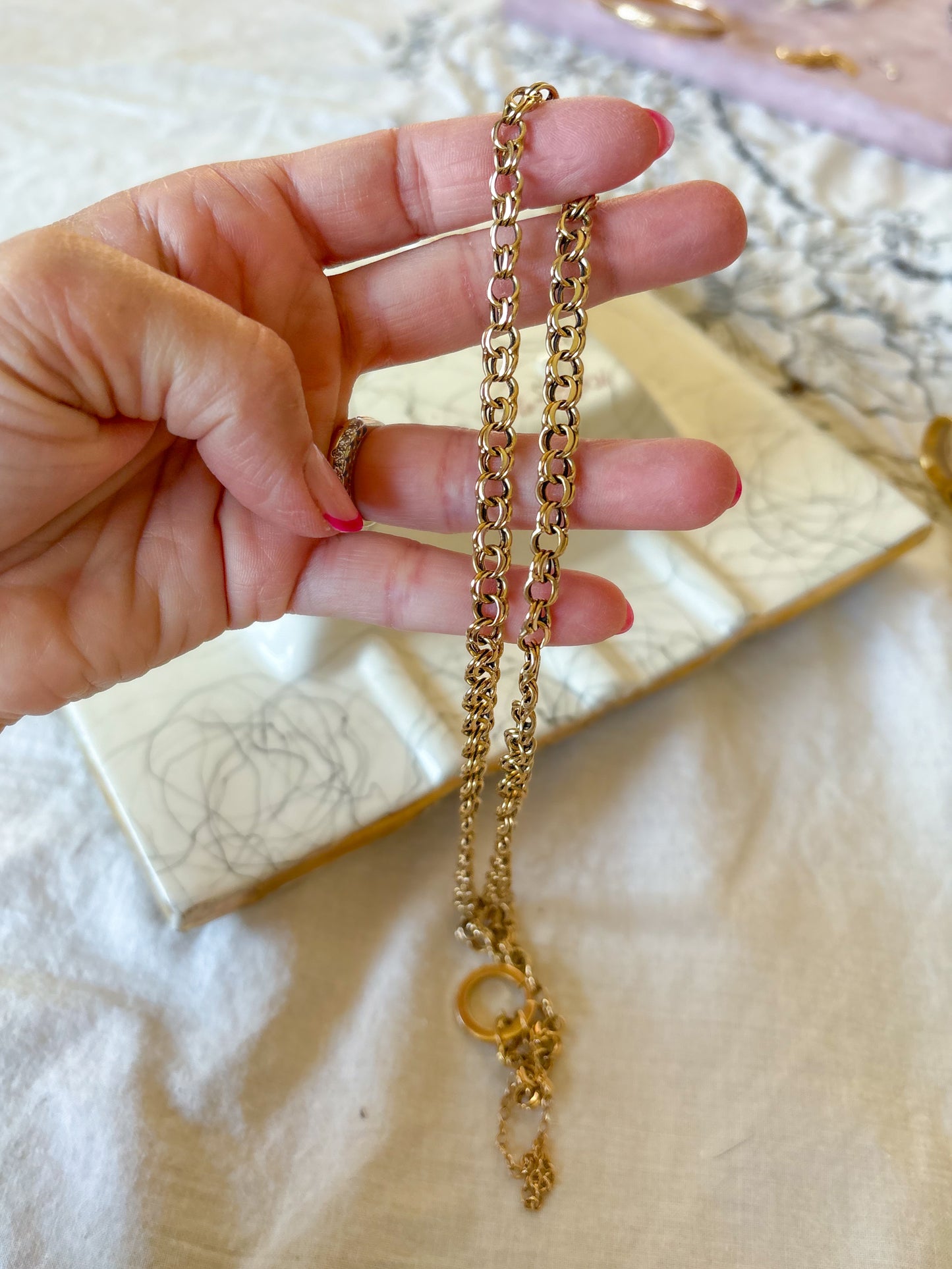 Vintage Multi Link Cable 4k Yellow Gold Chain 20.5 Inch Necklace