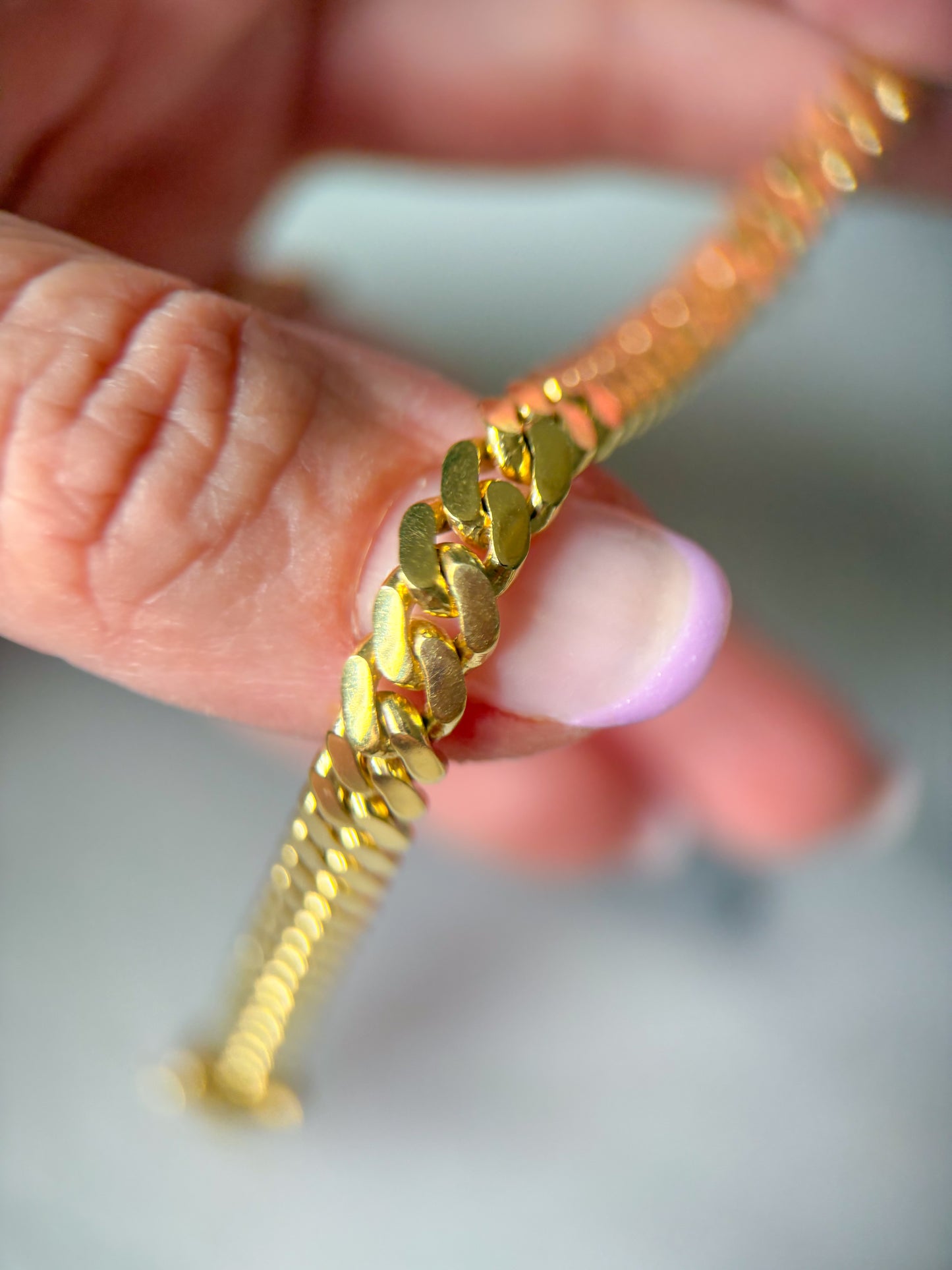 Vintage Curb Link 10k Yellow Gold 8 Inch Bracelet