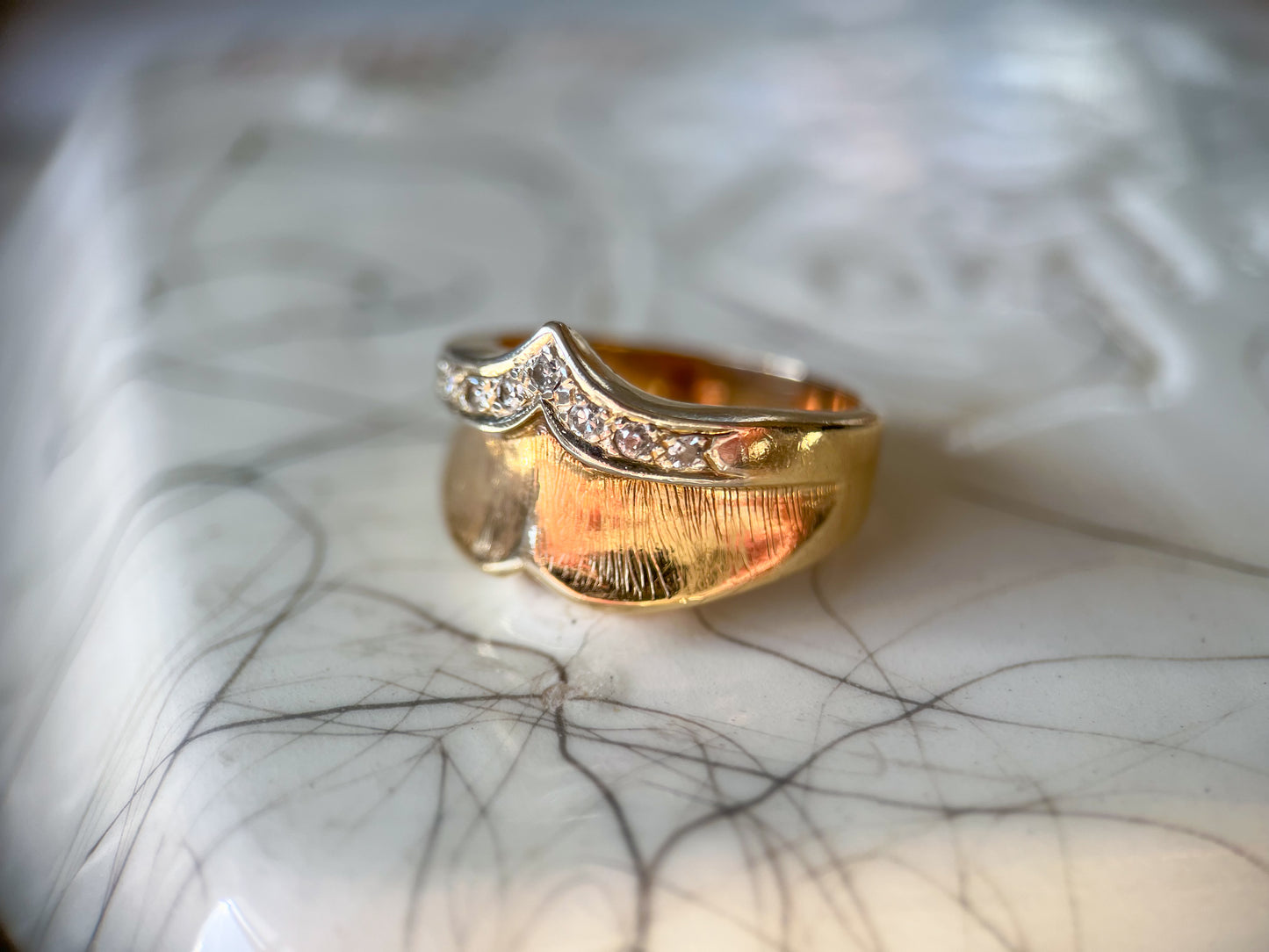 Vintage Natural Diamond 14k Yellow Gold Ring