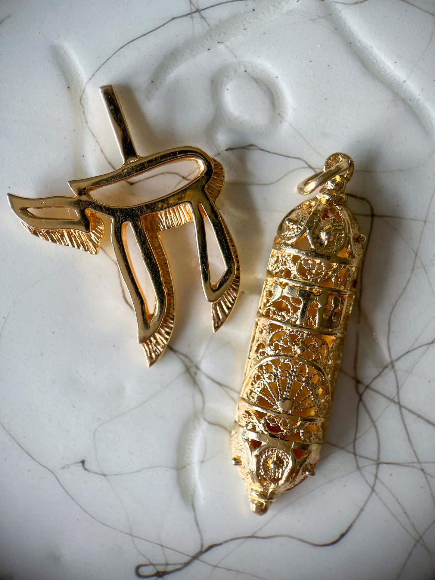 Vintage Insane 3D Chai 14k Yellow Gold Charm