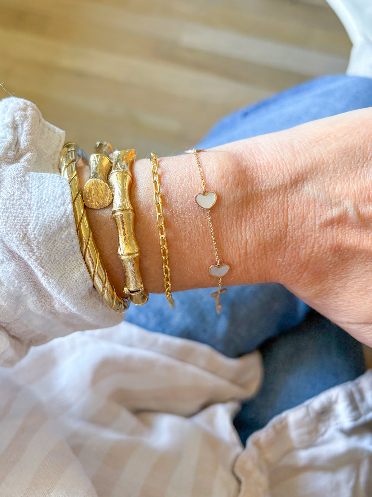 Vintage Elongated Rolo Chain 14k Yellow Gold 7 Inch Bracelet
