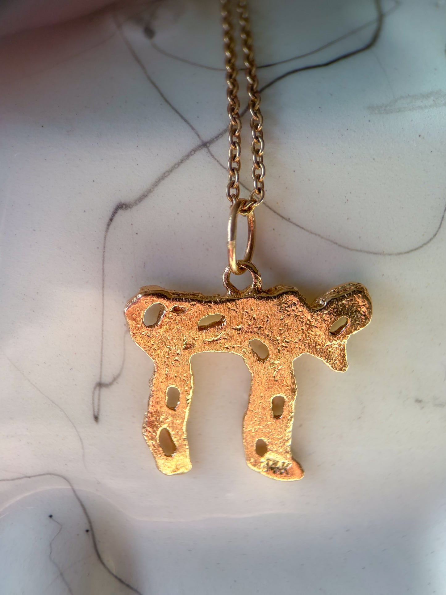 Vintage Chai 14k Yellow Gold Nugget Charm