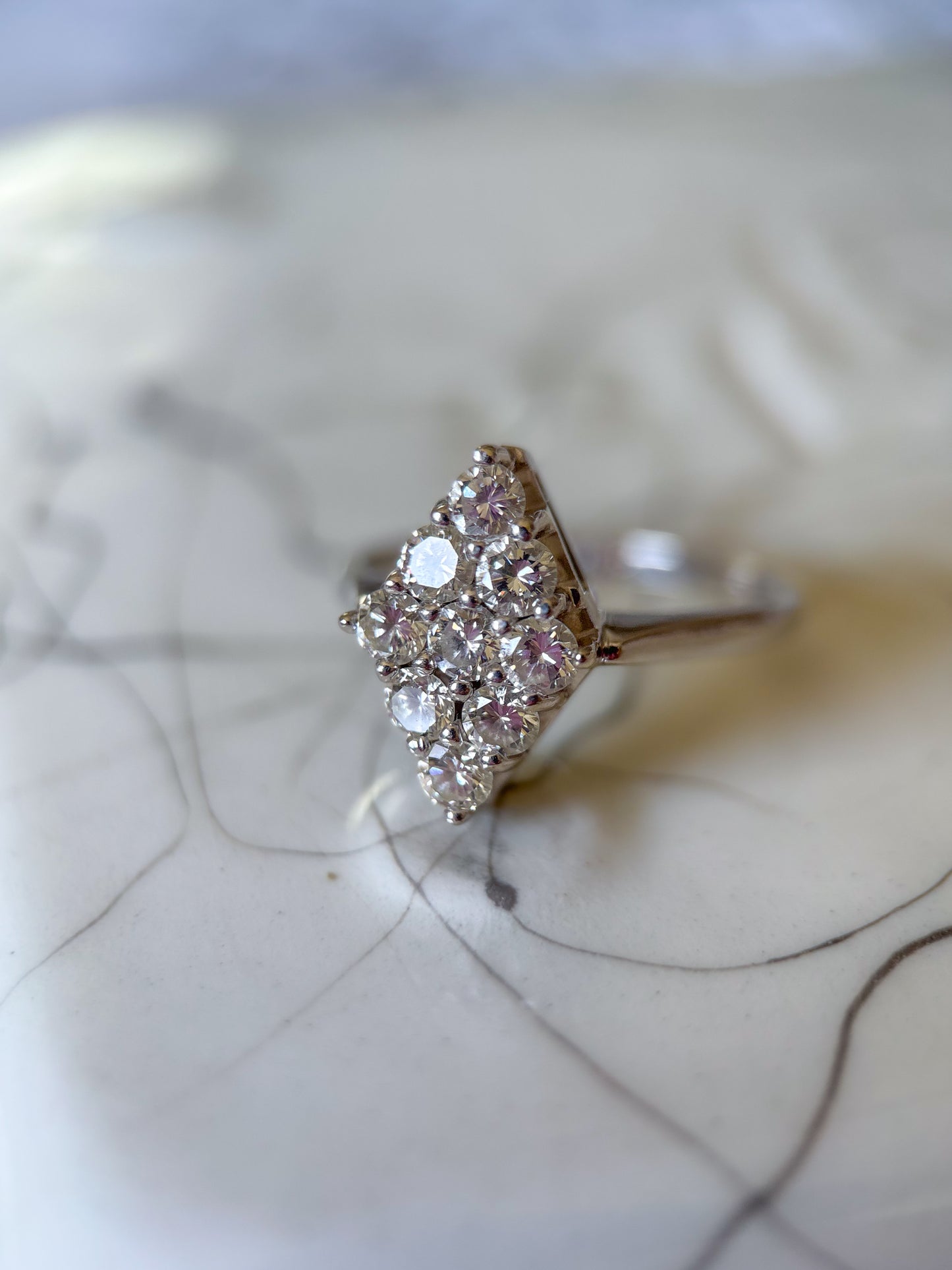 Vintage Natural Diamond 14k White Gold Ring
