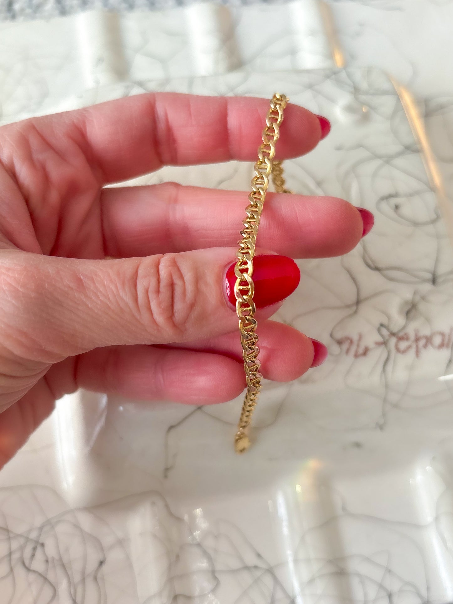 Vintage Mariner 10k Yellow Gold Chain 7.5 Inch Bracelet