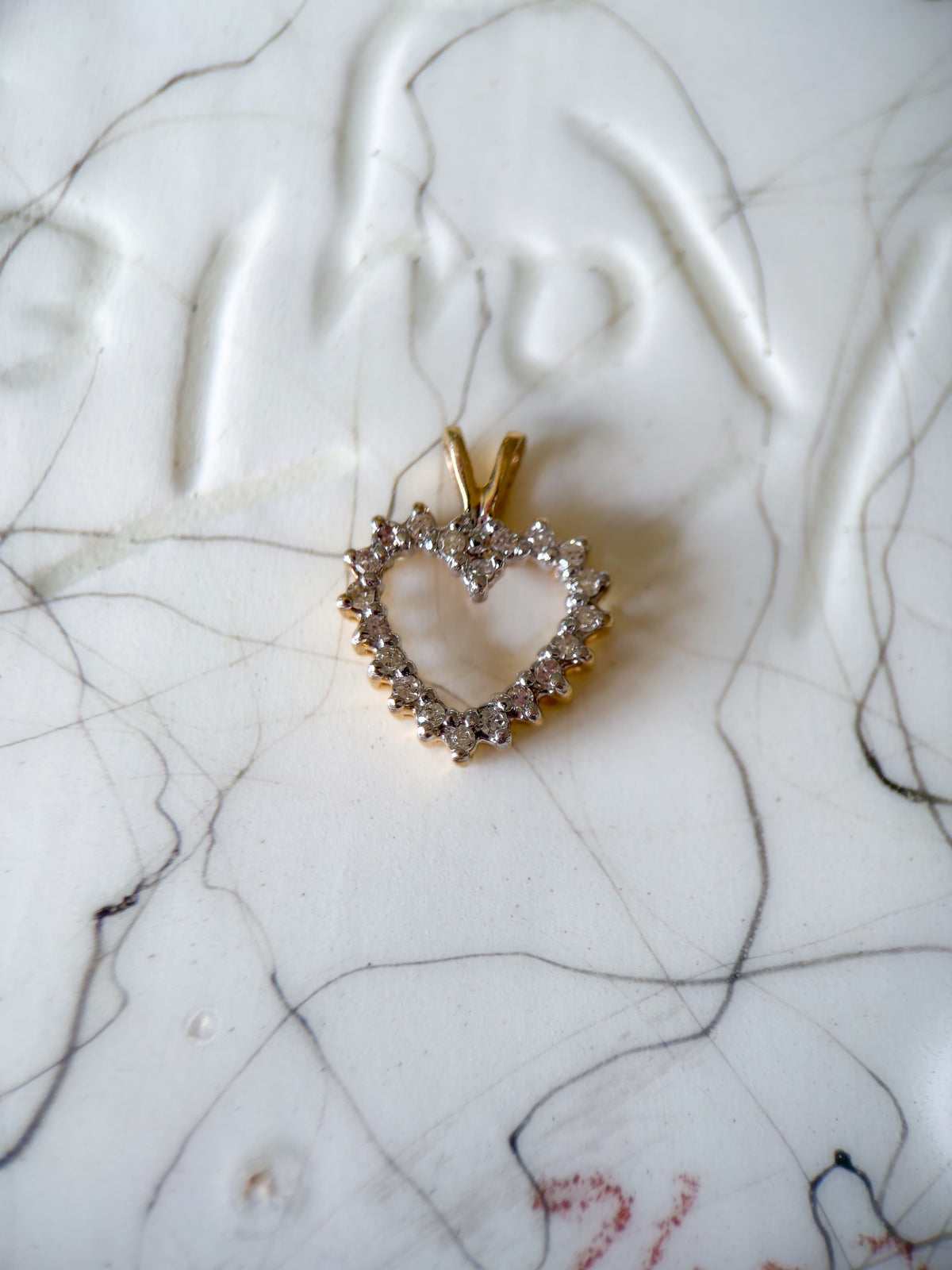 Vintage Heart Natural Diamond 10k Yellow Gold Charm
