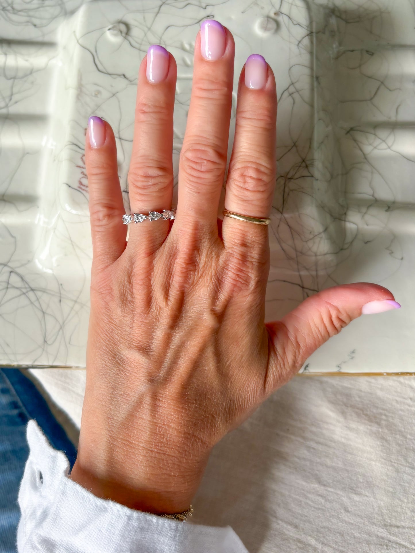 Lab Grown Diamond 14k White Gold Pear Shape 2 Carat Eternity Band