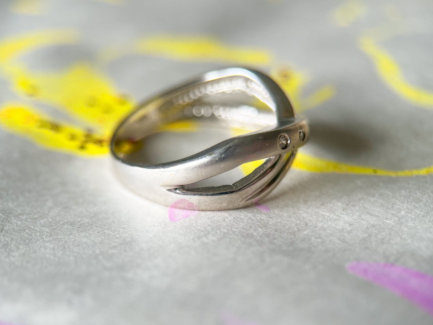Vintage X Natural Diamond 14k White Gold Ring