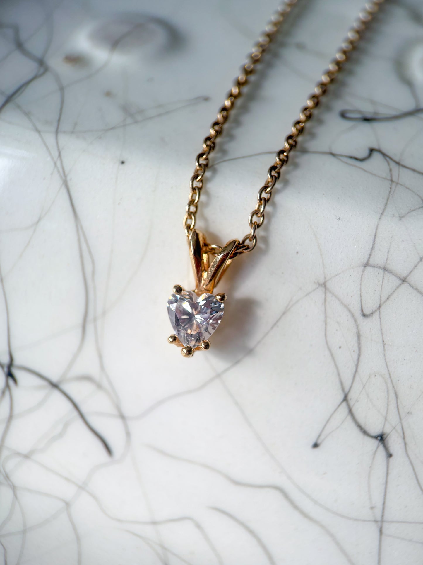 Vintage CZ Heart 14k Yellow Gold Charm