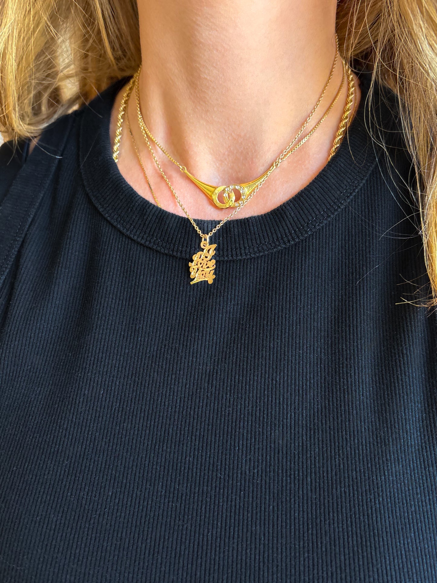 Vintage Script “I Love You” 14k Yellow Gold Charm