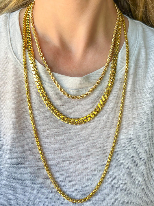 Various Vintage 10k and 14k Yellow Gold Chains - Rope, Curb and Square Rolo Chain Necklaces