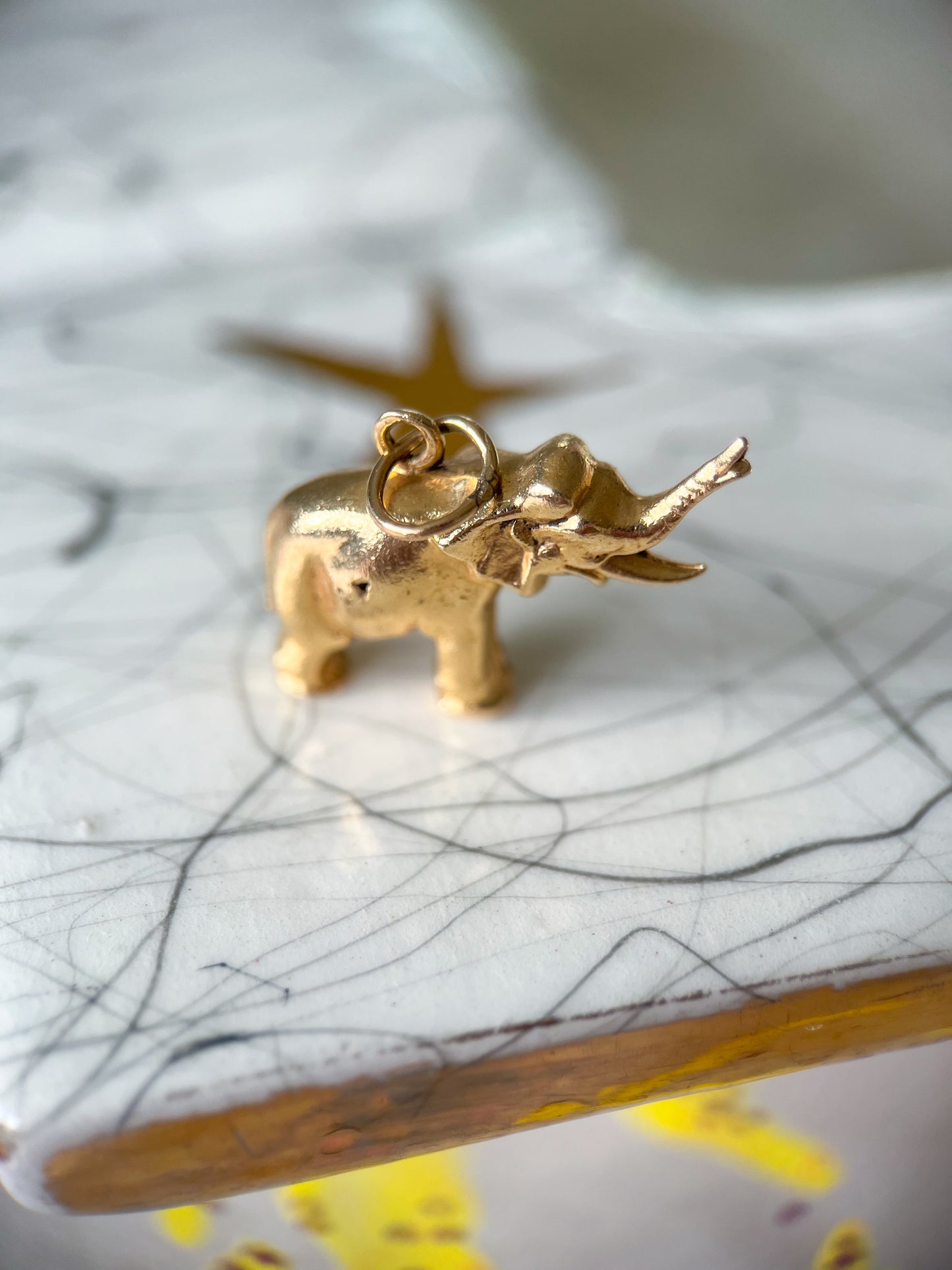 Vintage Elephant 14k Yellow Gold Charm, circa 1950s