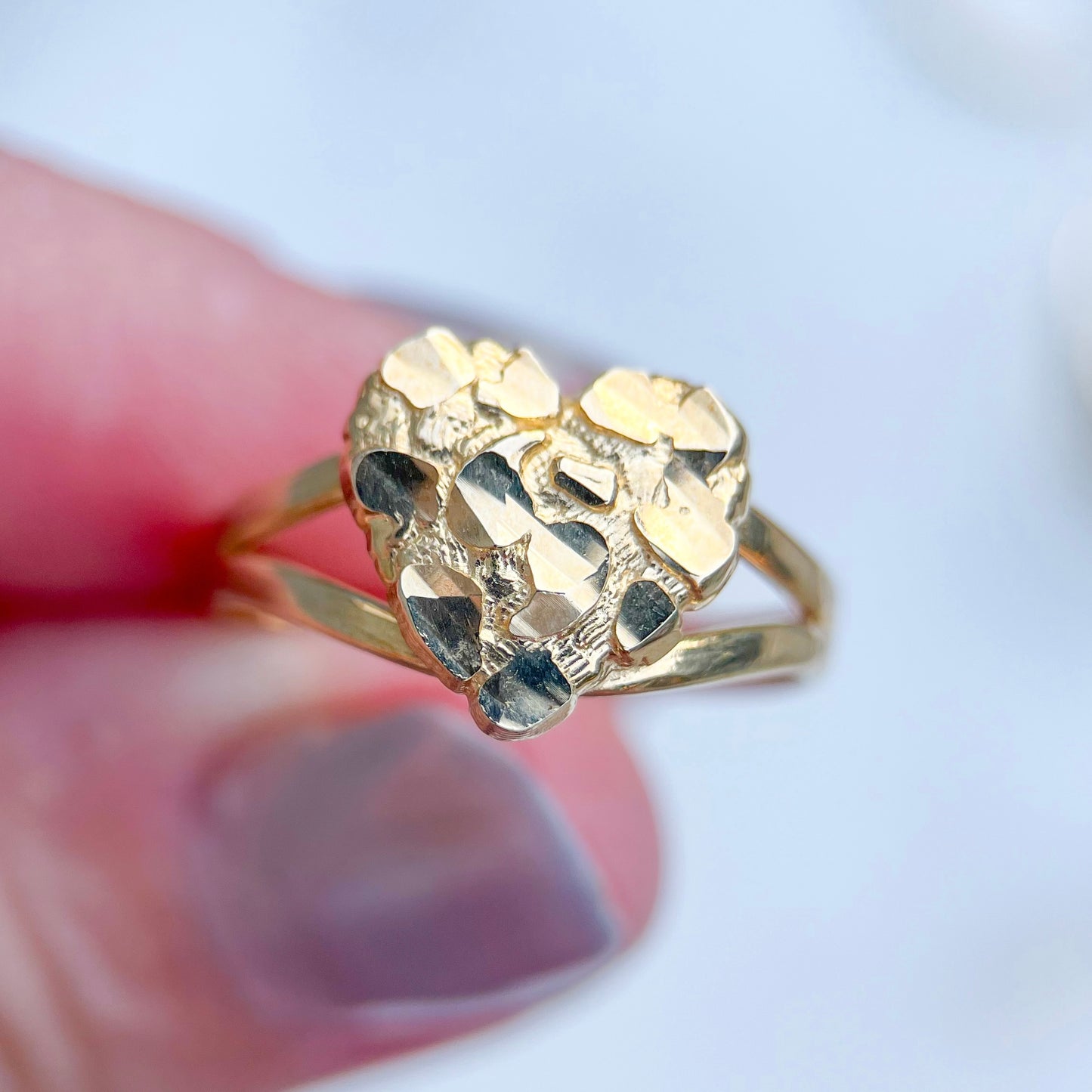 Vintage Heart Nugget 10k Yellow Gold Ring