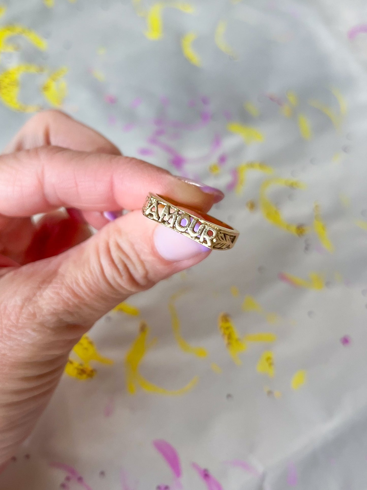 Vintage "Amour" 14k Yellow Gold Ring
