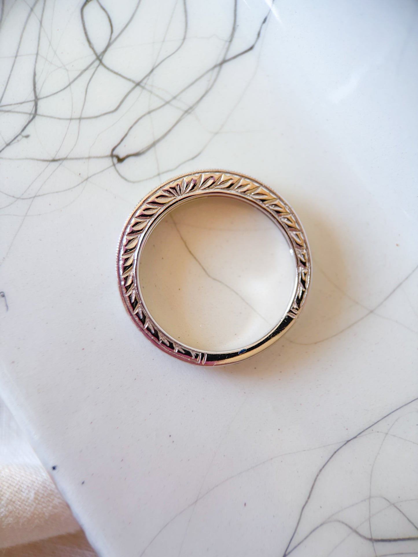 Vintage Natural Diamond 18k White Gold Band, Size 7 1/4
