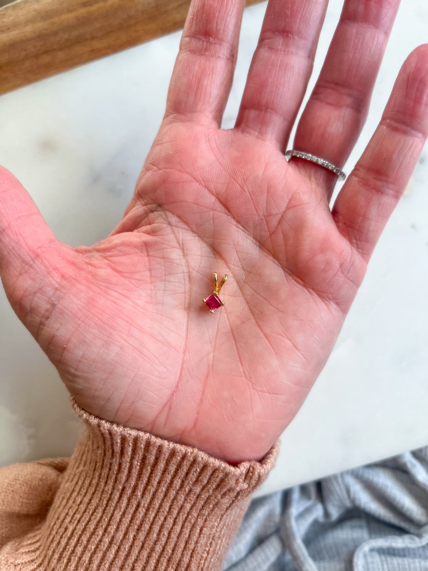 Vintage Square Tourmaline 14k Yellow Gold Charm