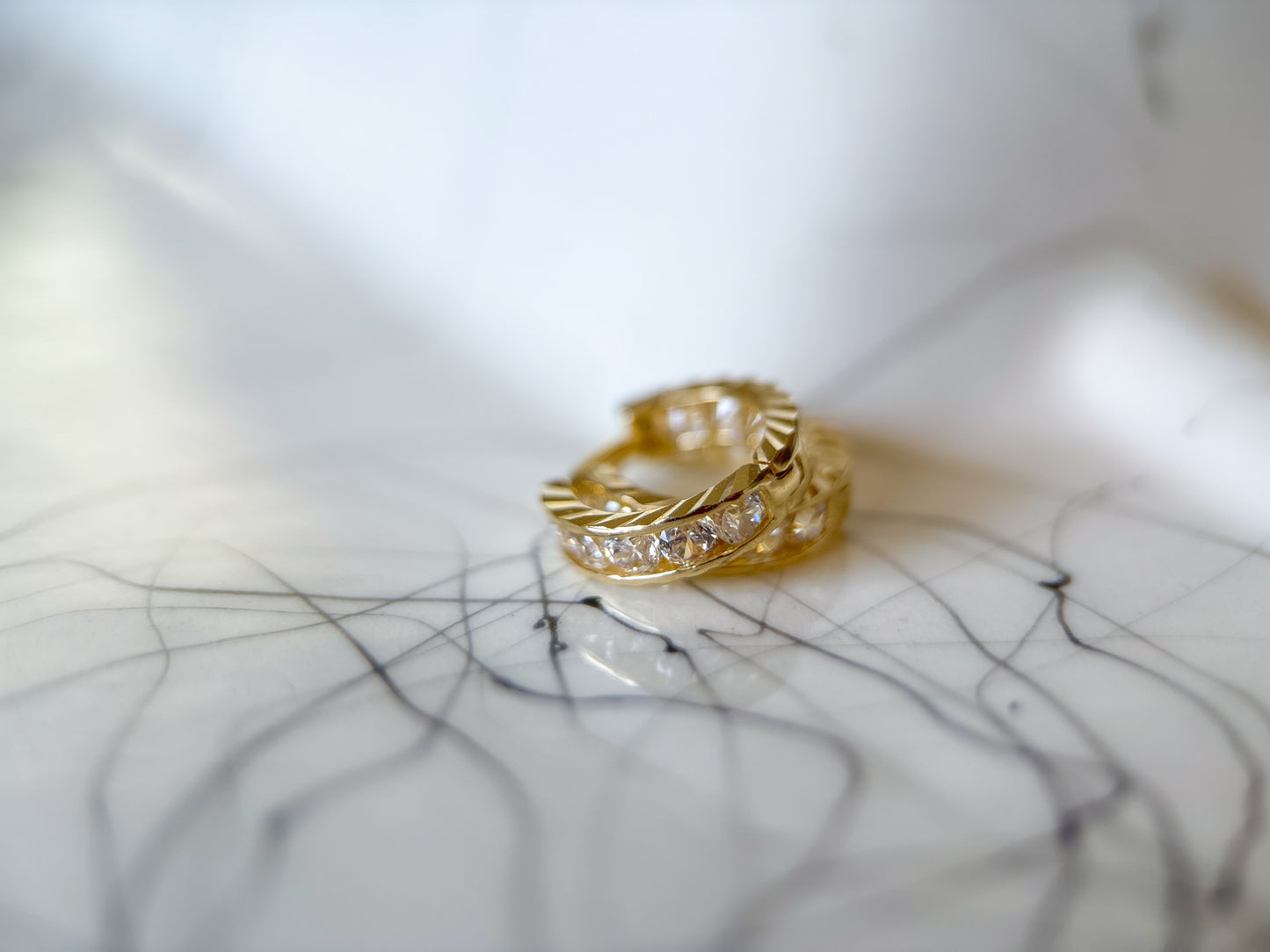 14k Yellow Gold Huggies with CZs - 3 pairs, sold separately