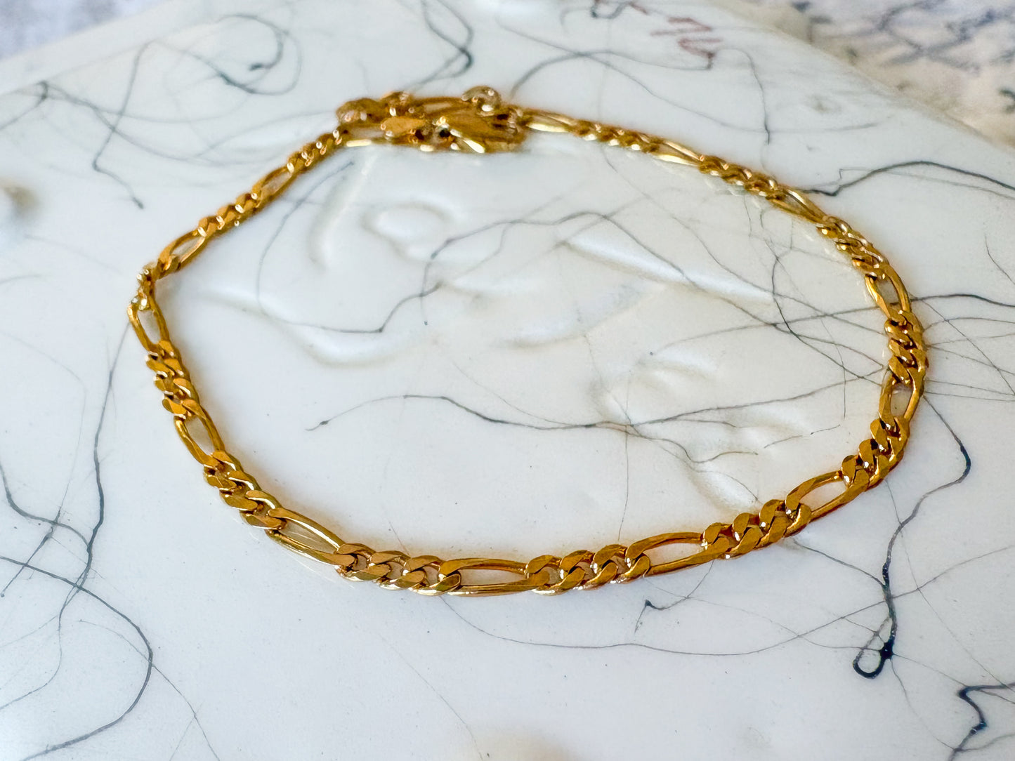 Vintage Figaro Chain 14k Yellow Gold Bracelet
