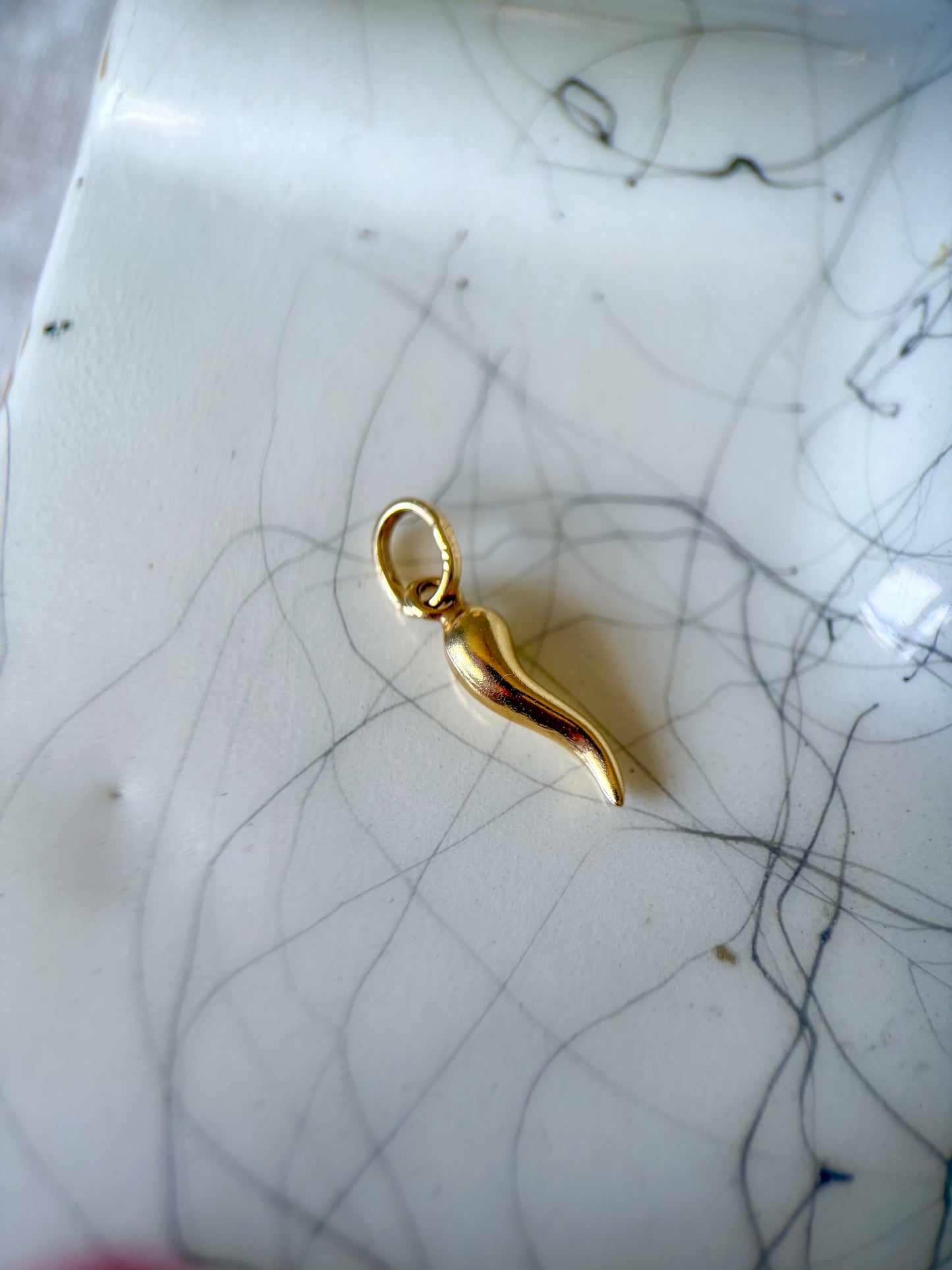 Vintage MINI Italian Horn 10k Yellow Gold Charm