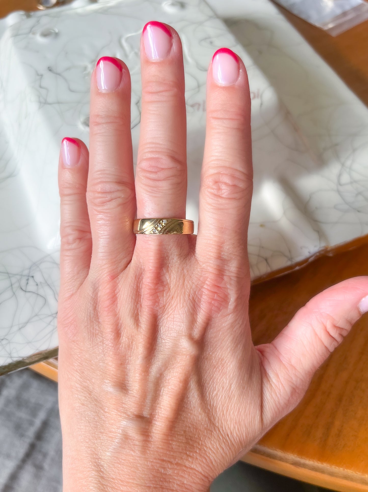 Vintage Natural Diamond 14k Yellow Gold Band